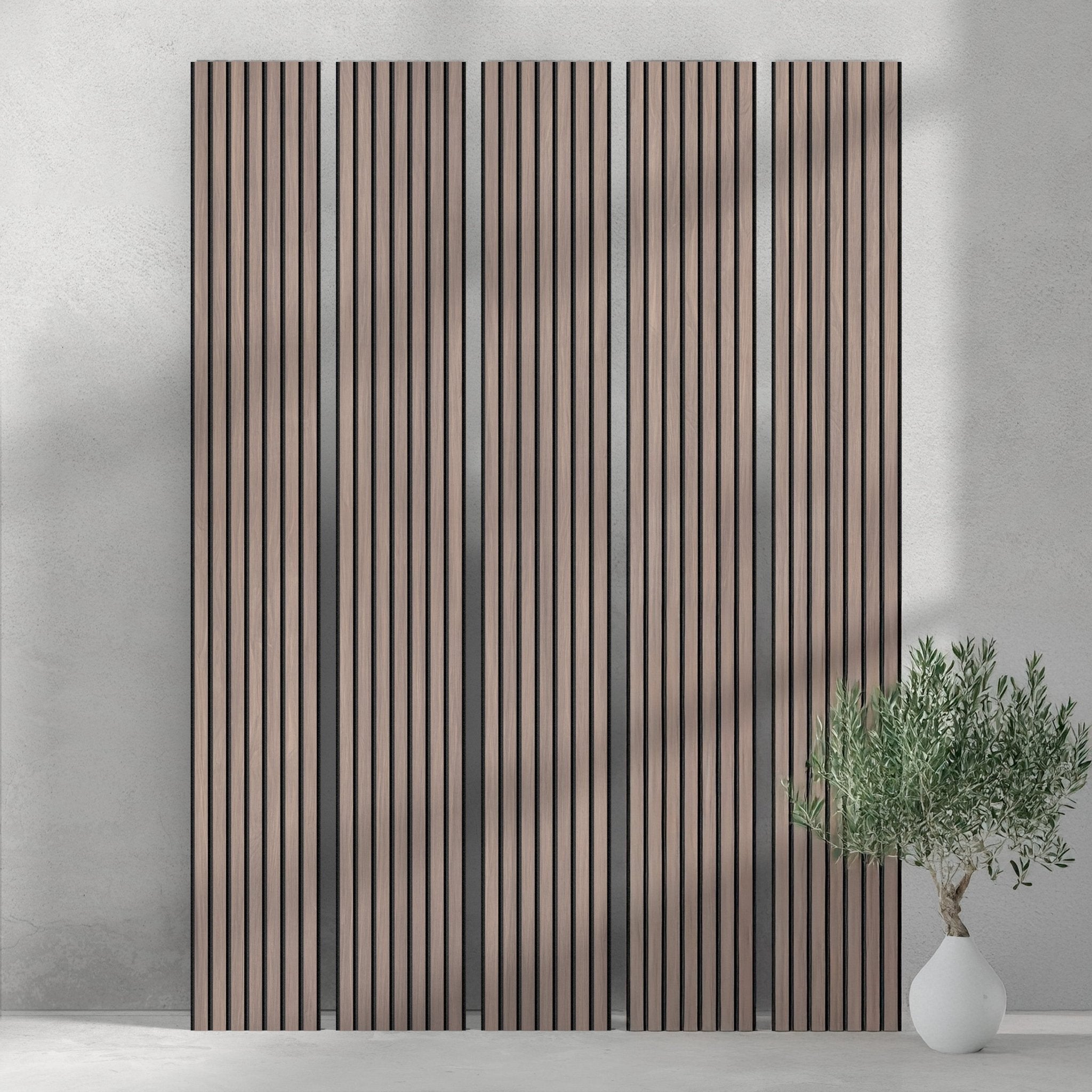 106" Tall ULTRALIGHT Flexible Lightweight Walnut Acoustic Wood Slat Wall Panels with Black Felt Backing - Slats.co