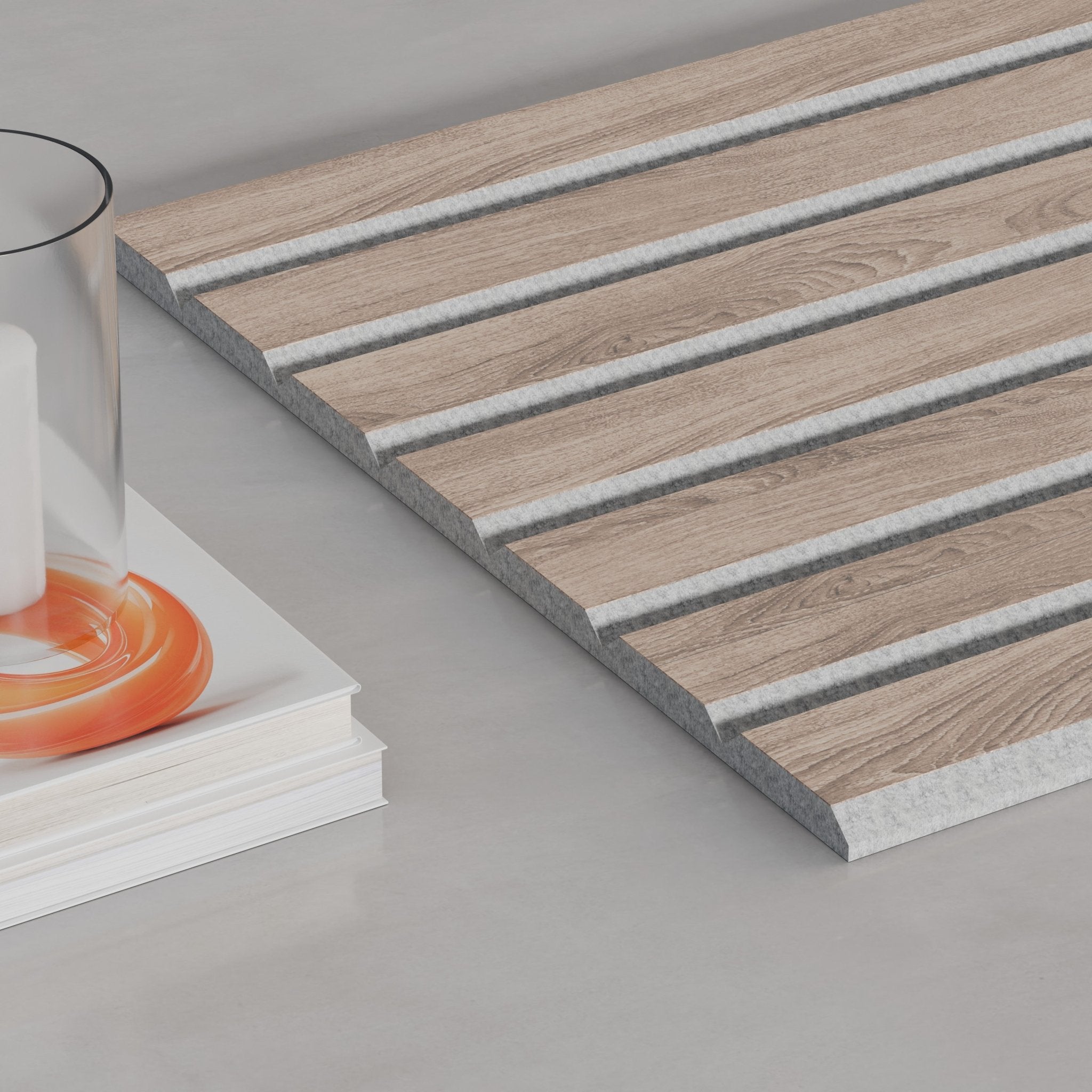106" ULTRALIGHT Flexible Lightweight Walnut Acoustic Wood Slat Wall Panels with Grey Felt Backing - Slats.co