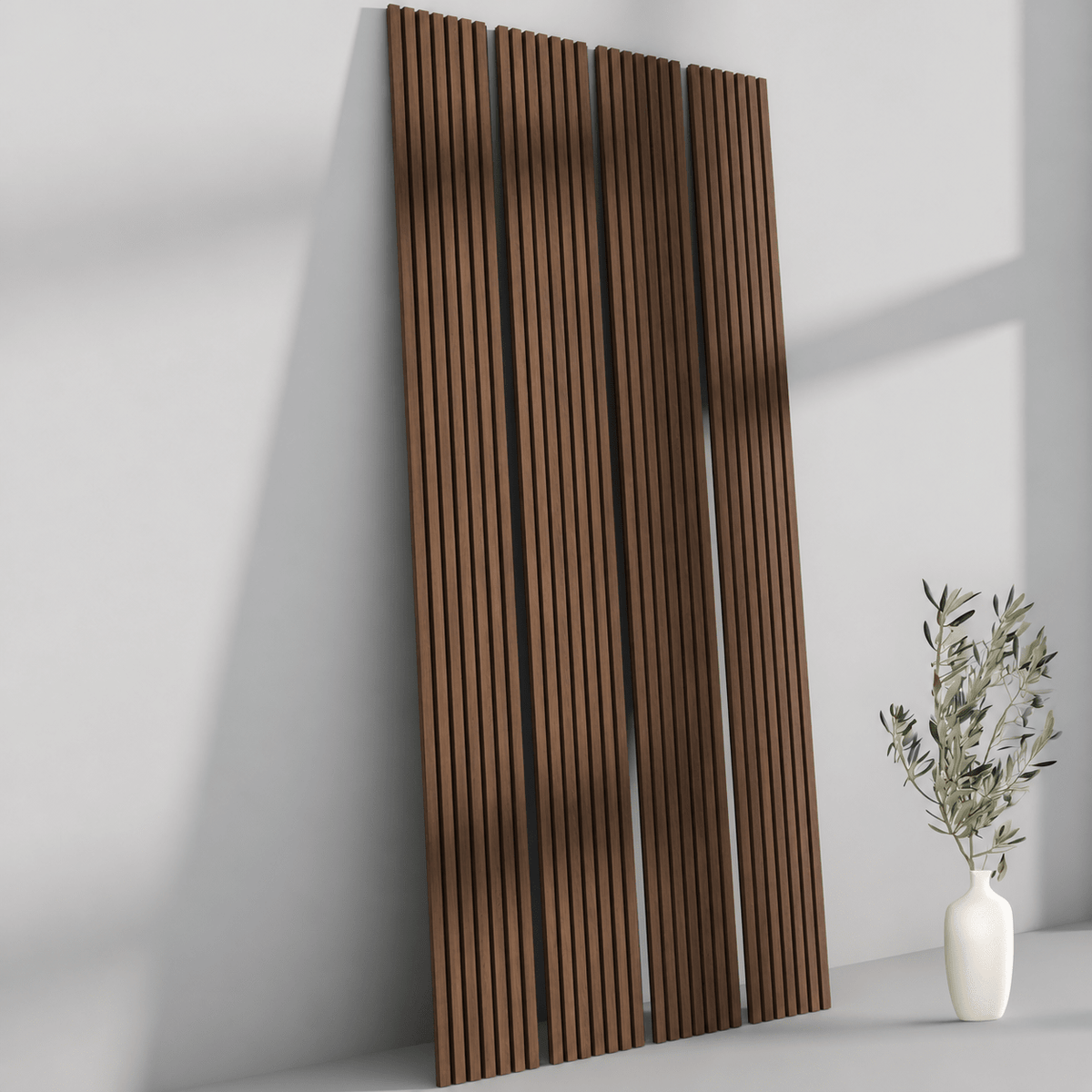 118" Dark Smoke Oak TrueWood Lite 3-Sided Veneer Acoustic Slat Panel - Slats.co