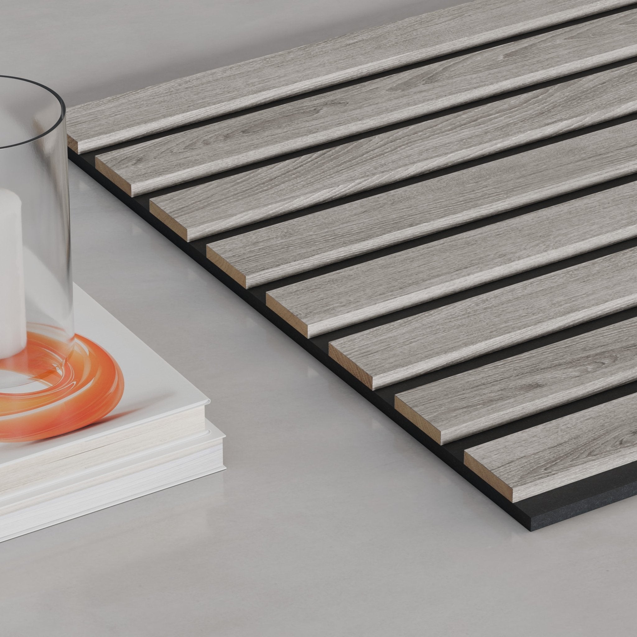 118" Grey Oak TrueWood Lite 3 - Sided Veneer Acoustic Slat Panel - Slats.co