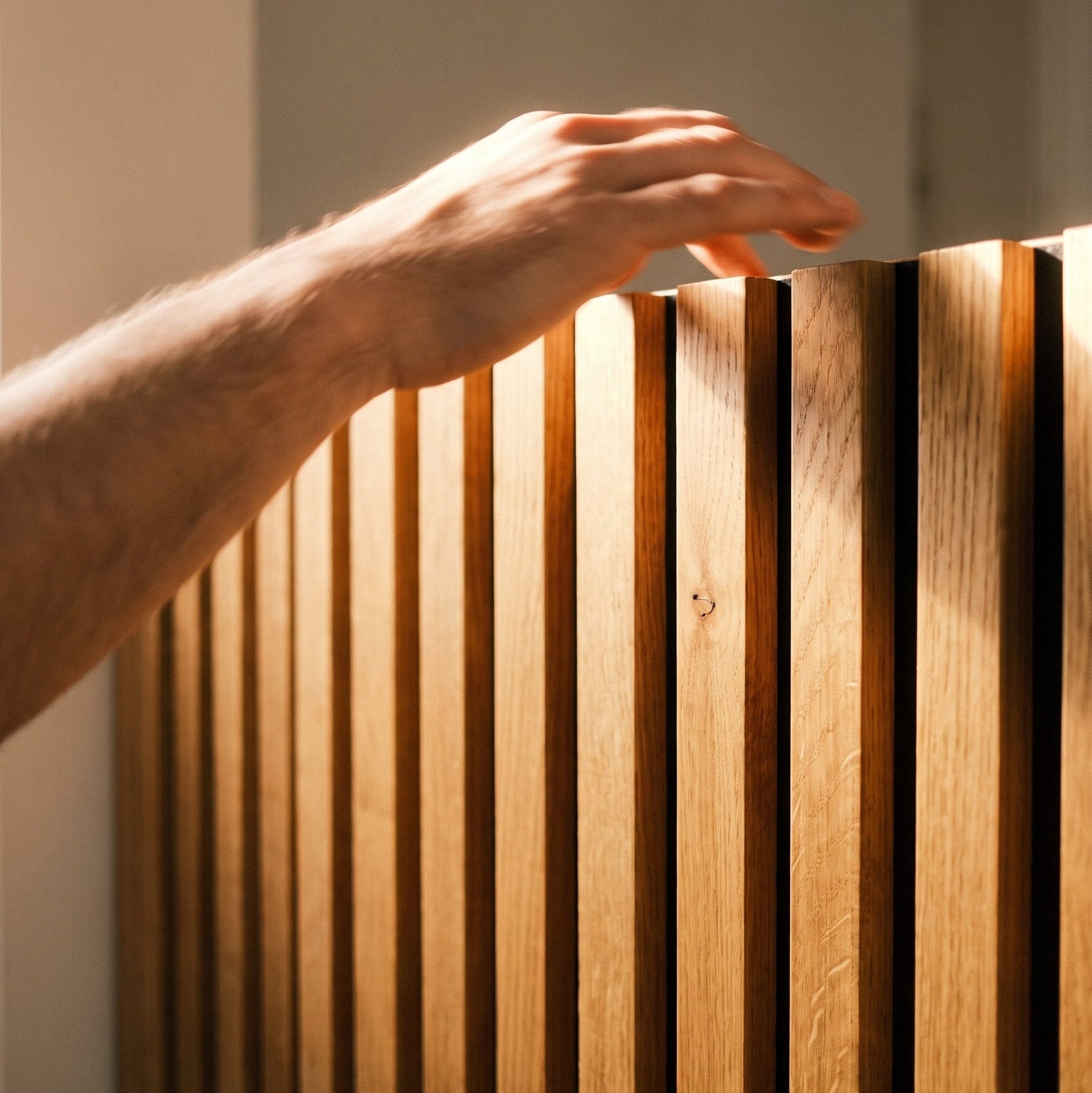 141.6" Solid American Oak Slat Acoustic Panels, Black Felt - Slats.co