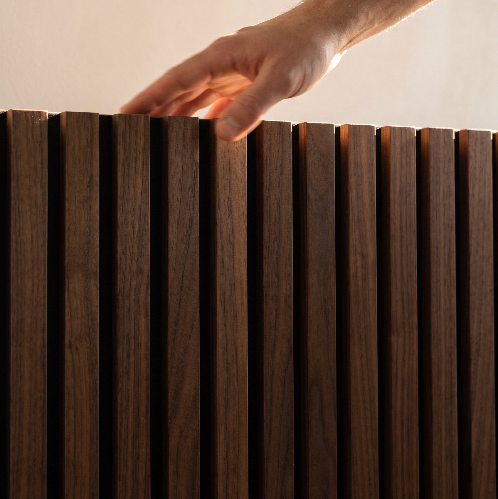 141.6" Solid American Walnut Slat Acoustic Panels, Black Felt - Slats.co