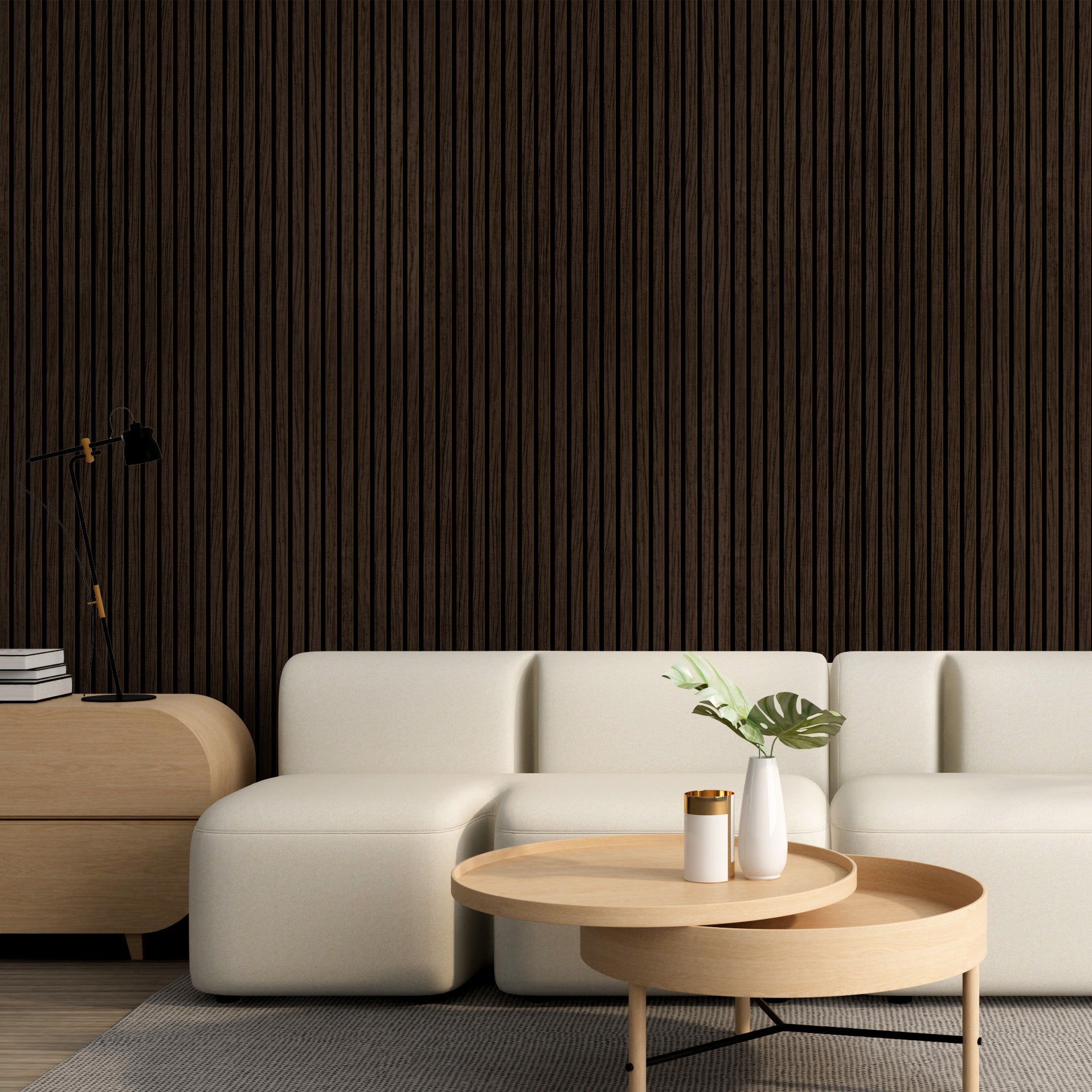 African Walnut 100% Solid Acoustic Wood Slat Wall Panels with Black Felt Backing - Slats.co