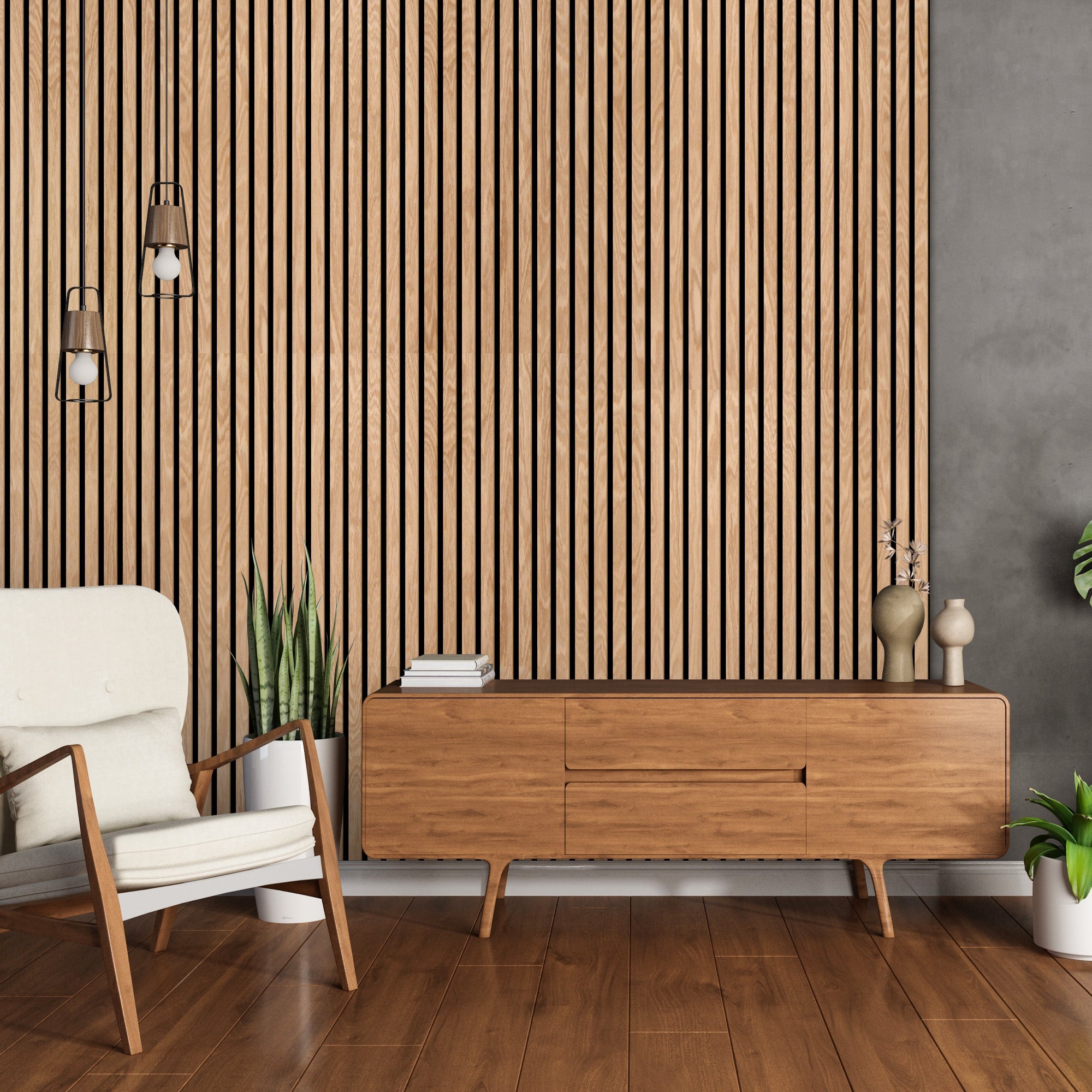 American Red Oak 100% Solid Acoustic Wood Slat Wall Panels with Black Felt Backing - Slats.co