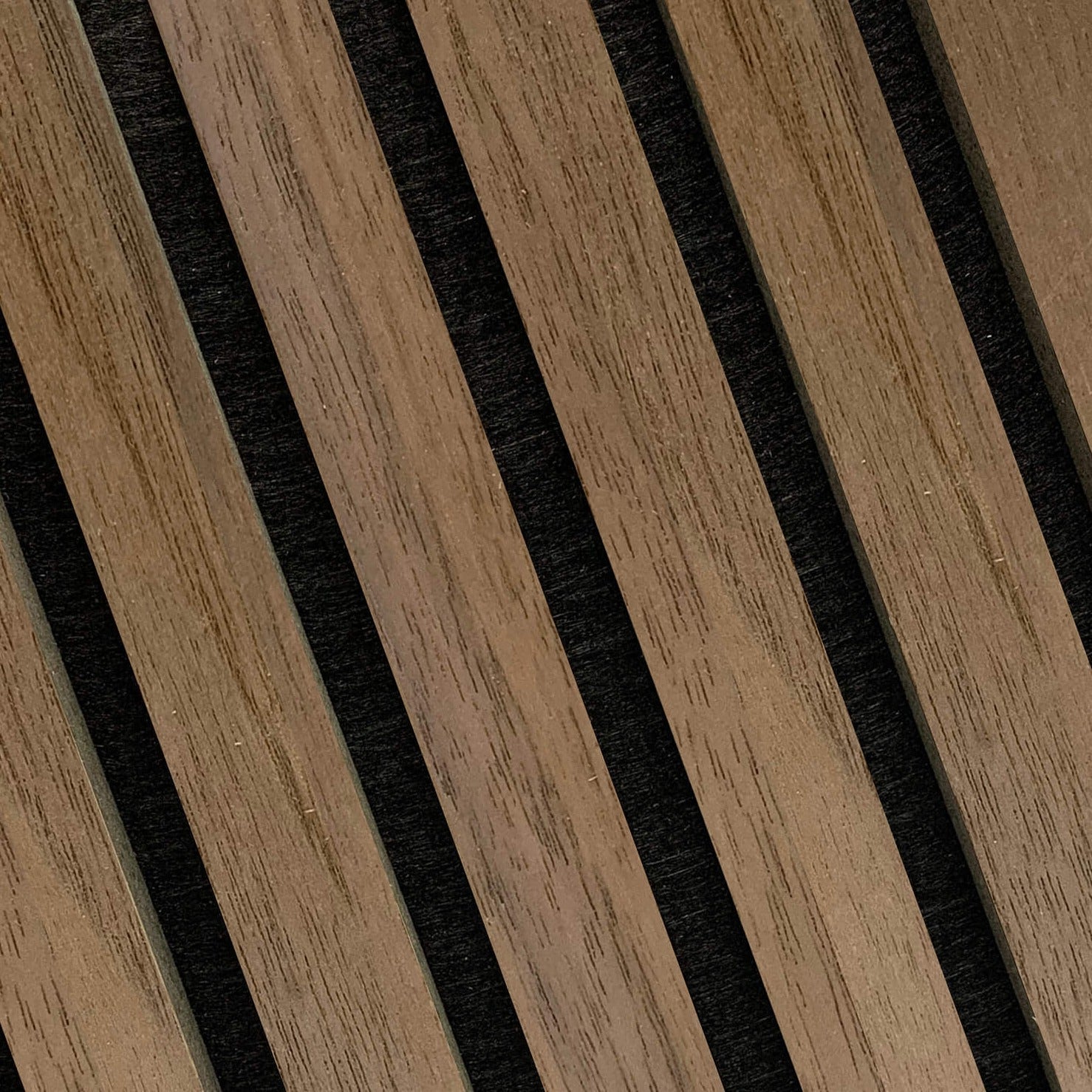Natural Walnut Acoustic Wood Slat Wall Tiles with Black Felt Backing - Slats.co