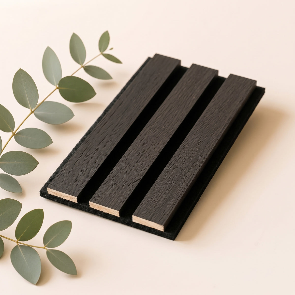 TrueWood Lite Acoustic Slat Panel Sample – Black Oak, Black Felt