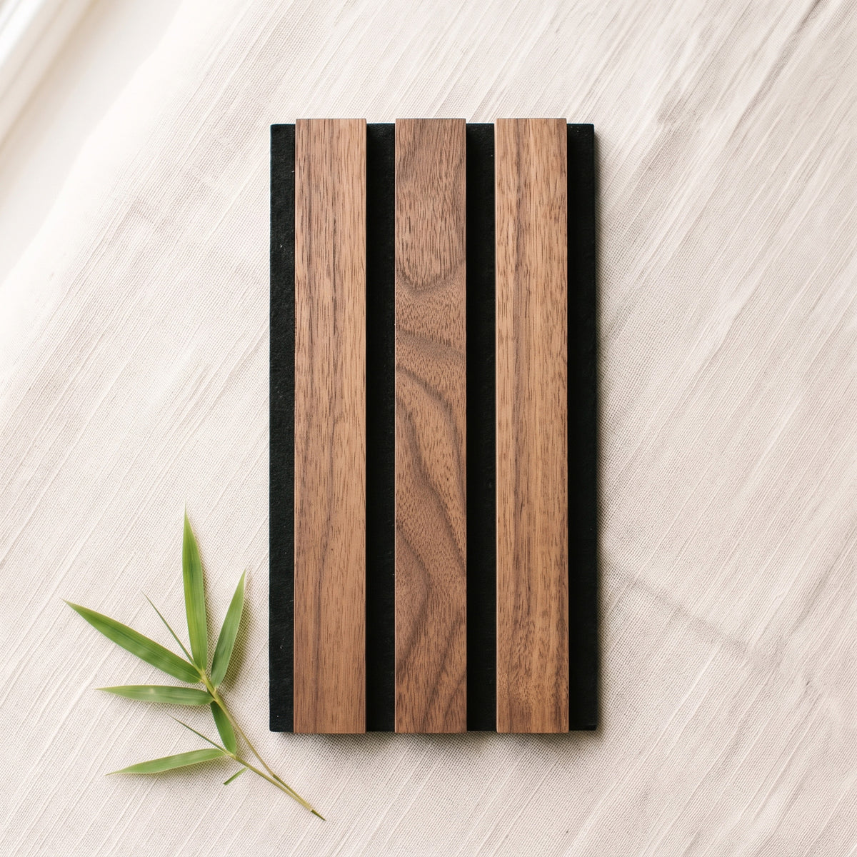 TrueWood Lite Acoustic Slat Panel Sample – American Walnut, Black Felt