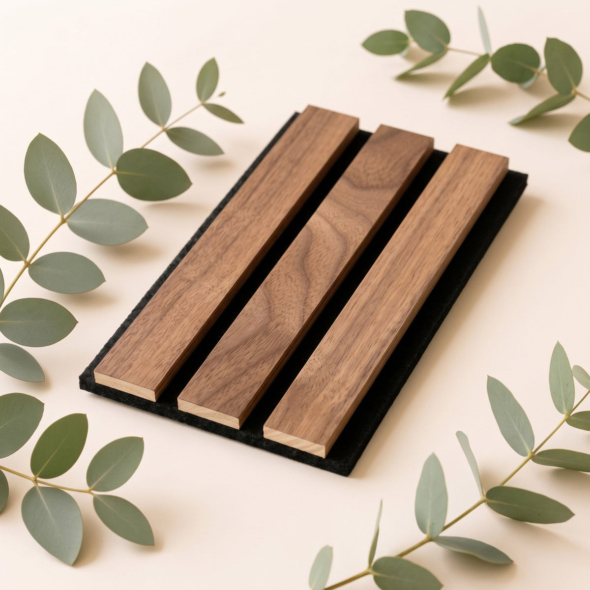 TrueWood Lite Acoustic Slat Panel Sample – American Walnut, Black Felt - Slats.co