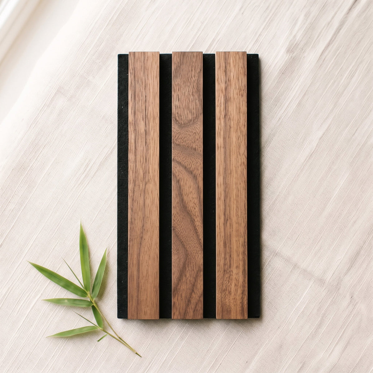 TrueWood Lite Acoustic Slat Panel Sample – American Walnut, Black Felt - Slats.co