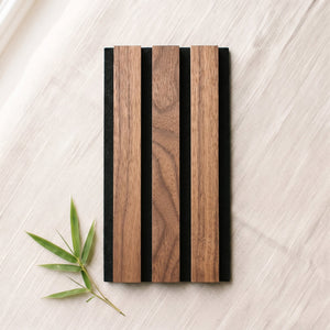 TrueWood Lite Acoustic Slat Panel Sample – American Walnut, Black Felt