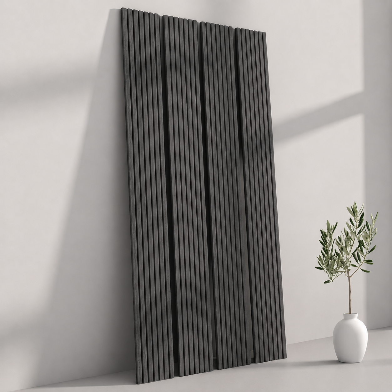 118" Dark Grey Oak TrueWood Lite 3-Sided Veneer Acoustic Slat Panel