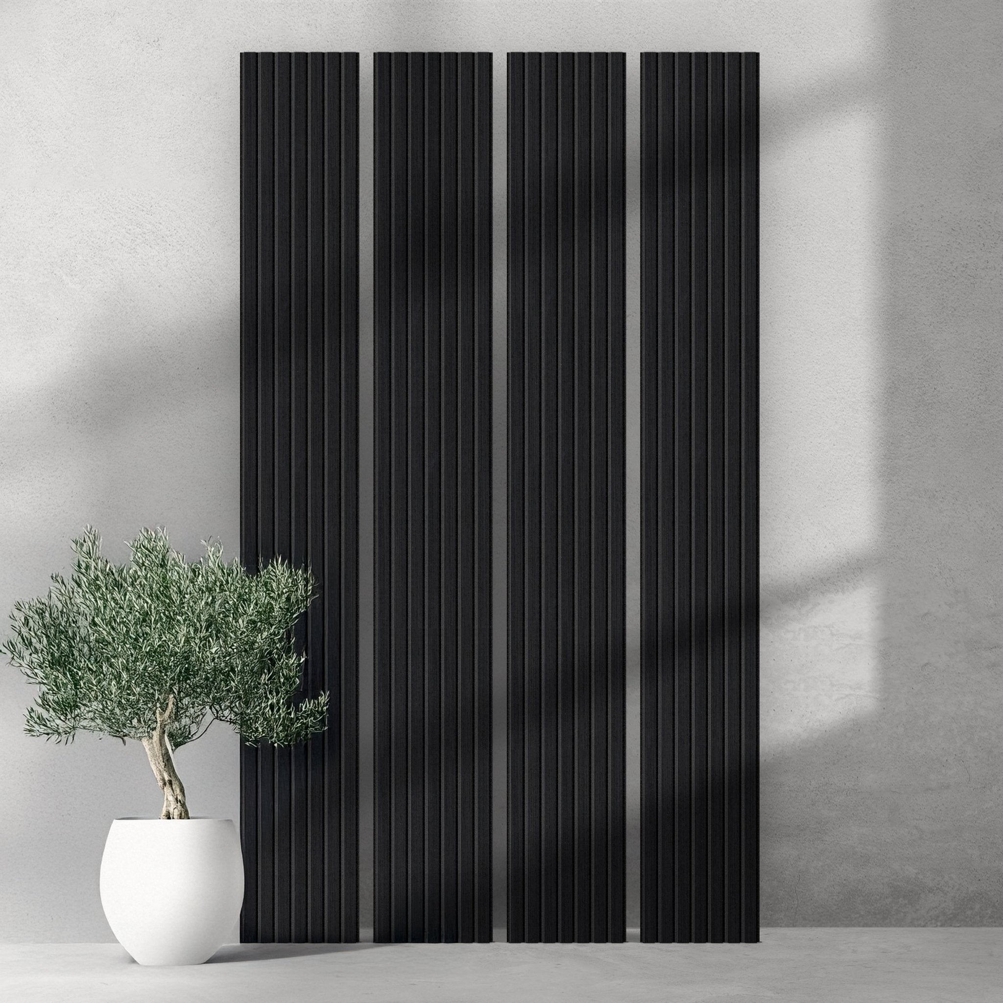 ULTRALIGHT Flexible Lightweight Black Oak Acoustic Wood Slat Wall Panels with Black Felt Backing - Slats.co