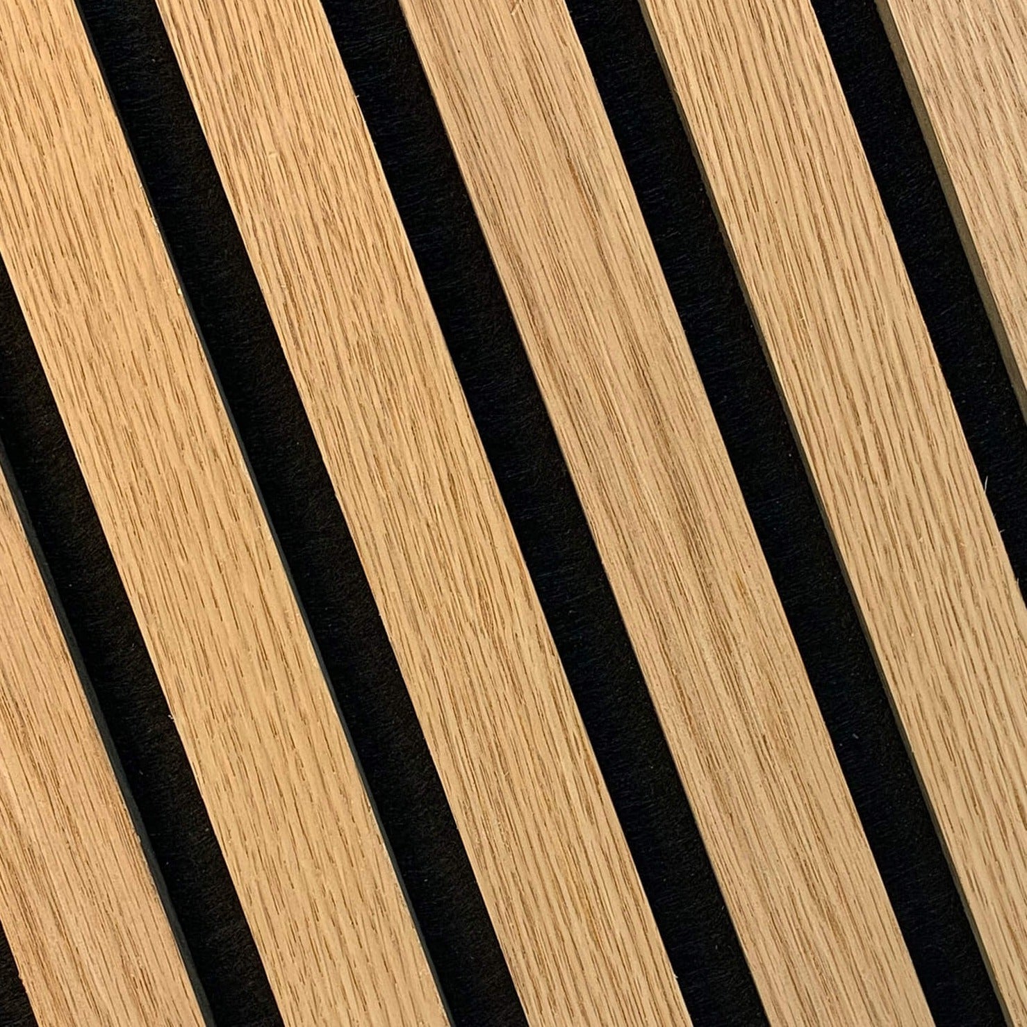 ULTRALIGHT Flexible Lightweight White Oak Acoustic Wood Slat Wall Panels with Black Felt Backing - Slats.co