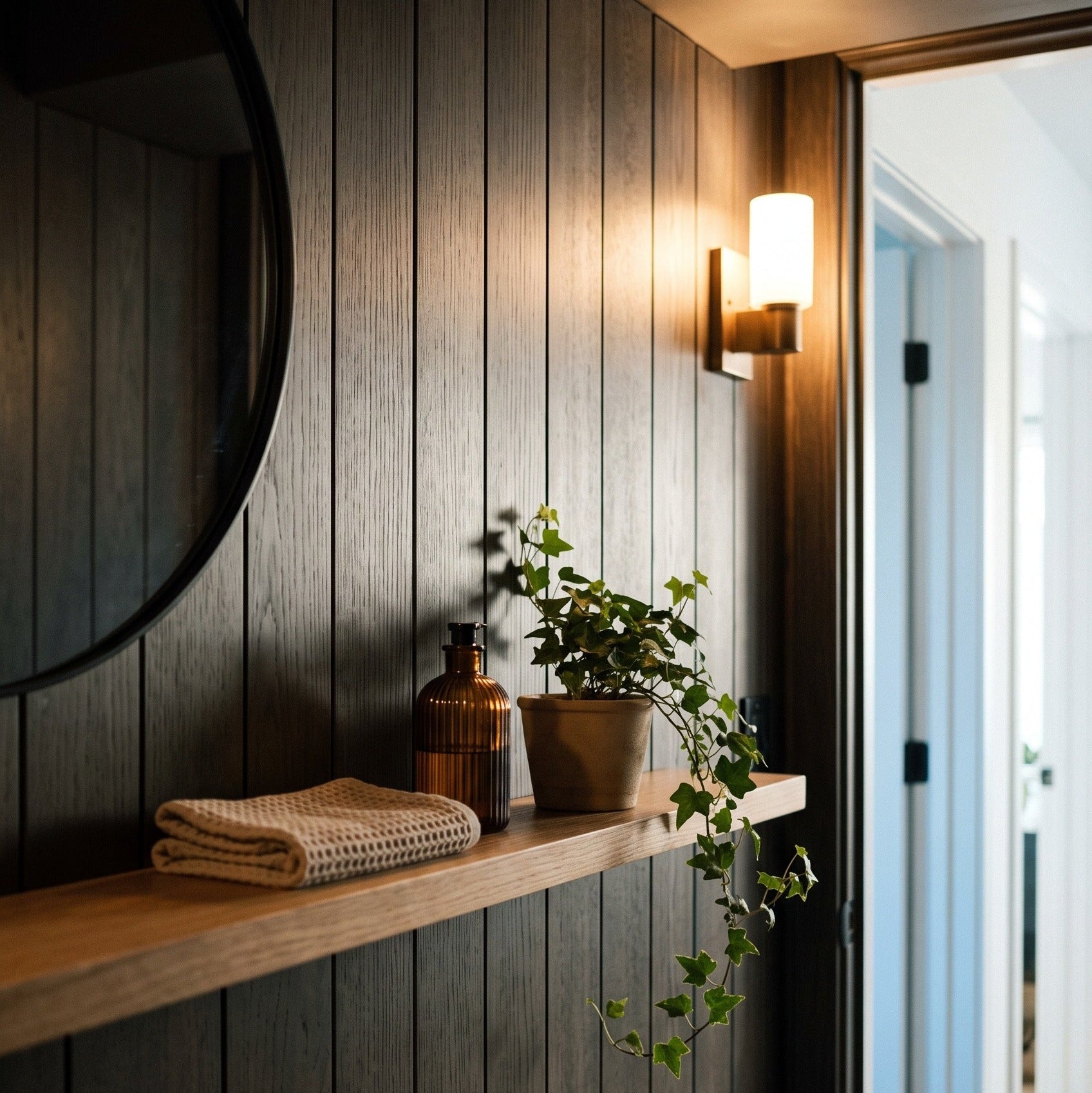 ULTRALIGHT Wide Wood Slat Panel Sample – Dark Smoke Oak - Slats.co