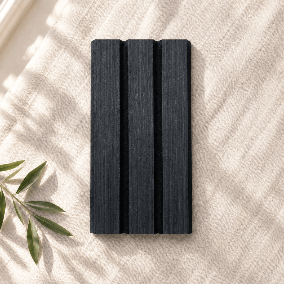 ULTRALIGHT Wood Slat Acoustic Panel Sample in Black Oak, Black Felt - Slats.co