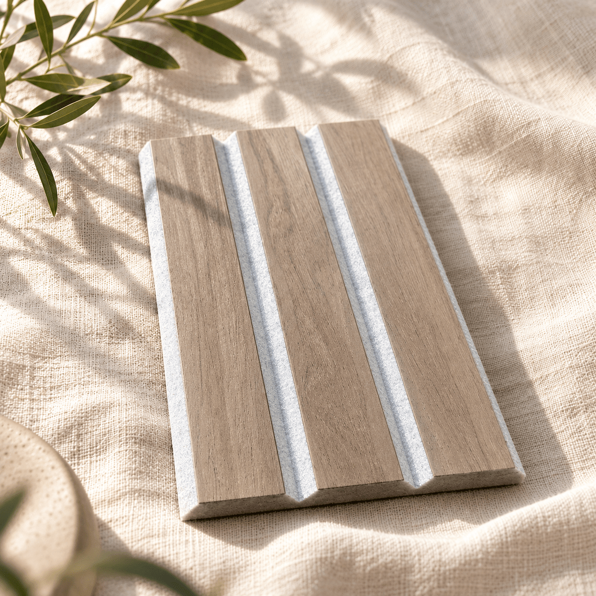 ULTRALIGHT Wood Slat Acoustic Panel Sample in Walnut, Grey Felt - Slats.co