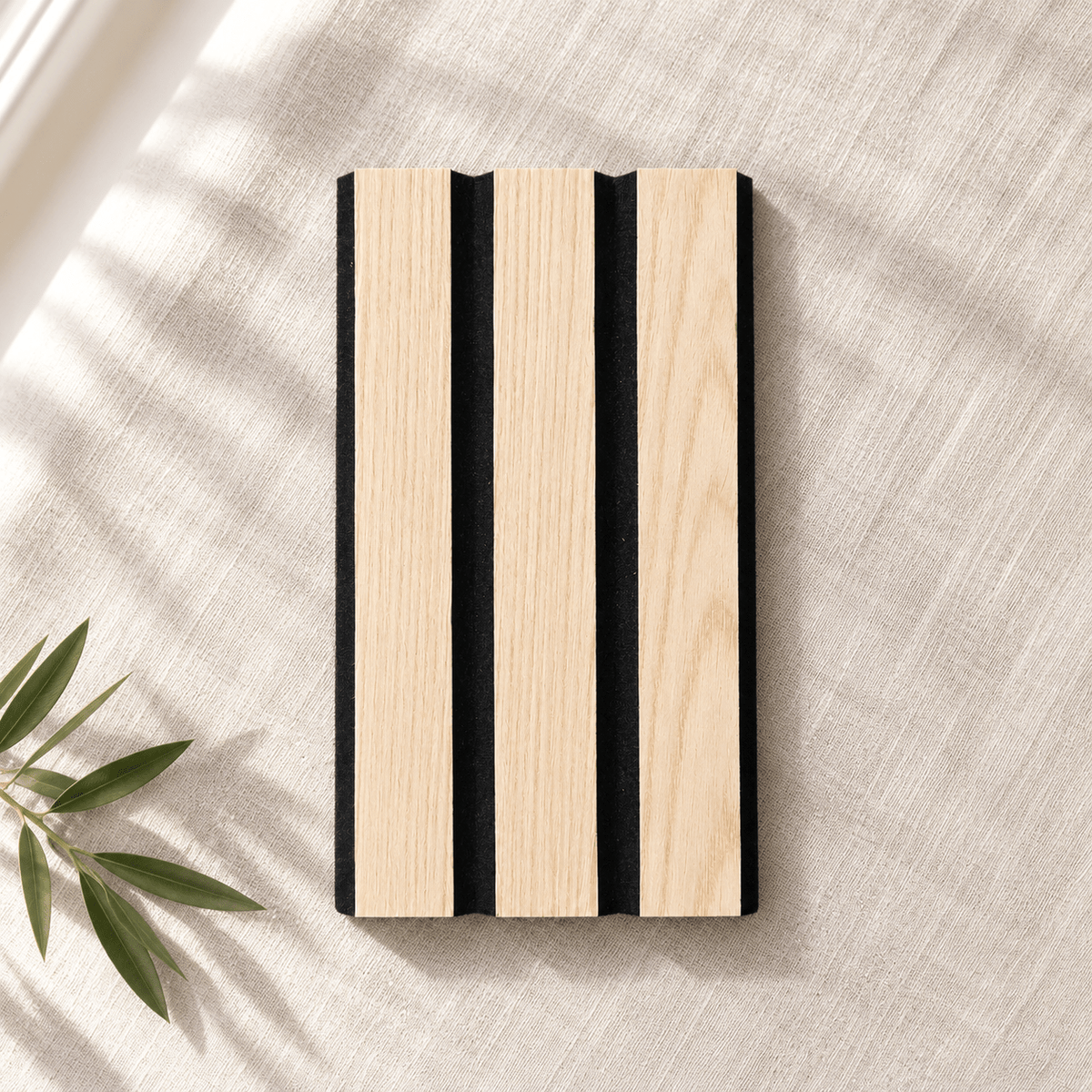 ULTRALIGHT Wood Slat Acoustic Panel Sample in White Oak, Black Felt - Slats.co