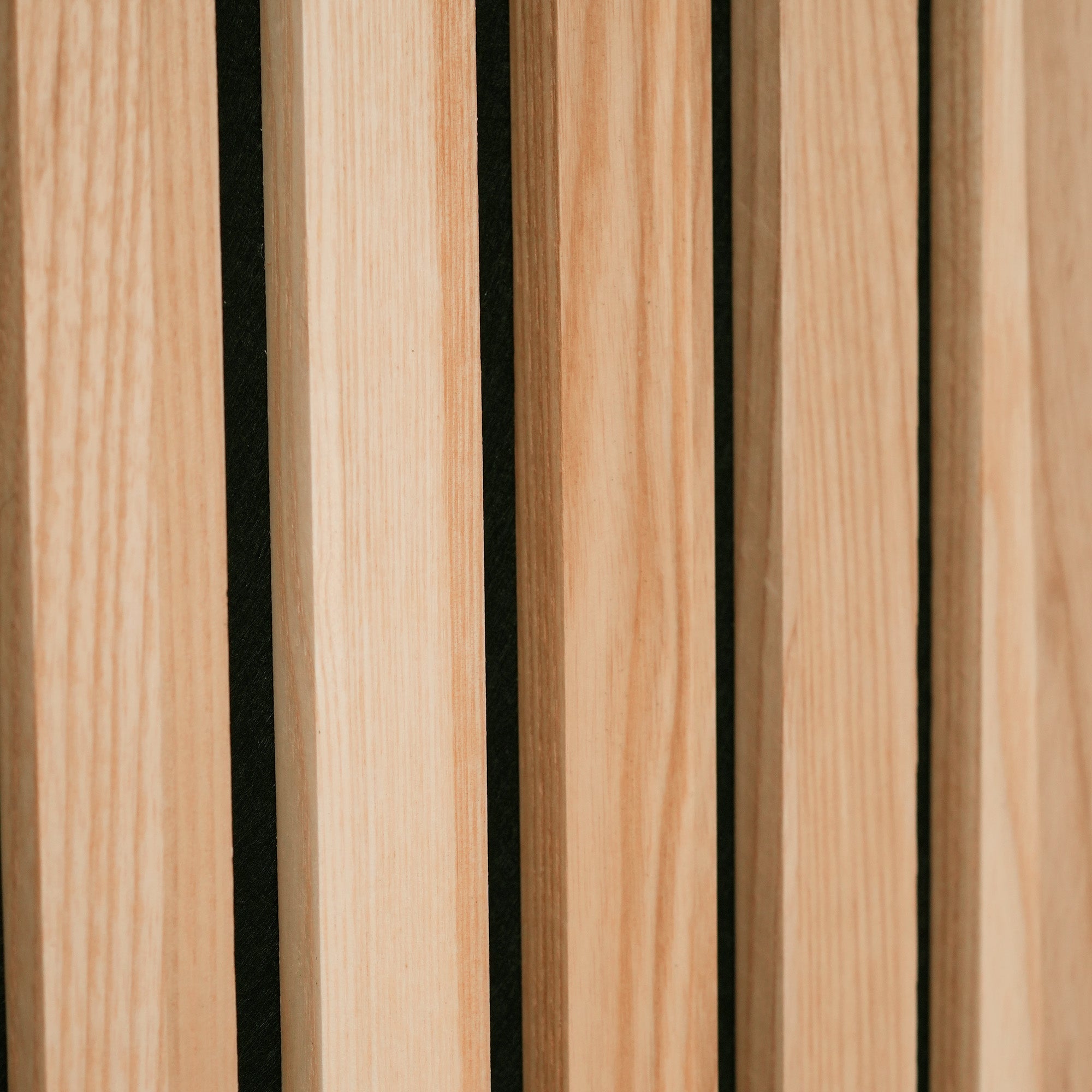White Ash 100% Solid Acoustic Wood Slat Wall Panels with Black Felt Backing - Slats.co