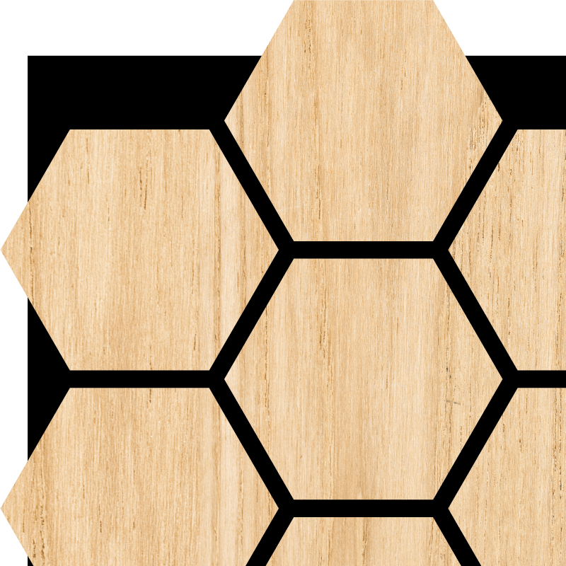 White Oak Acoustic Hexagon Wood Panel with Black Felt Backing - Slats.co