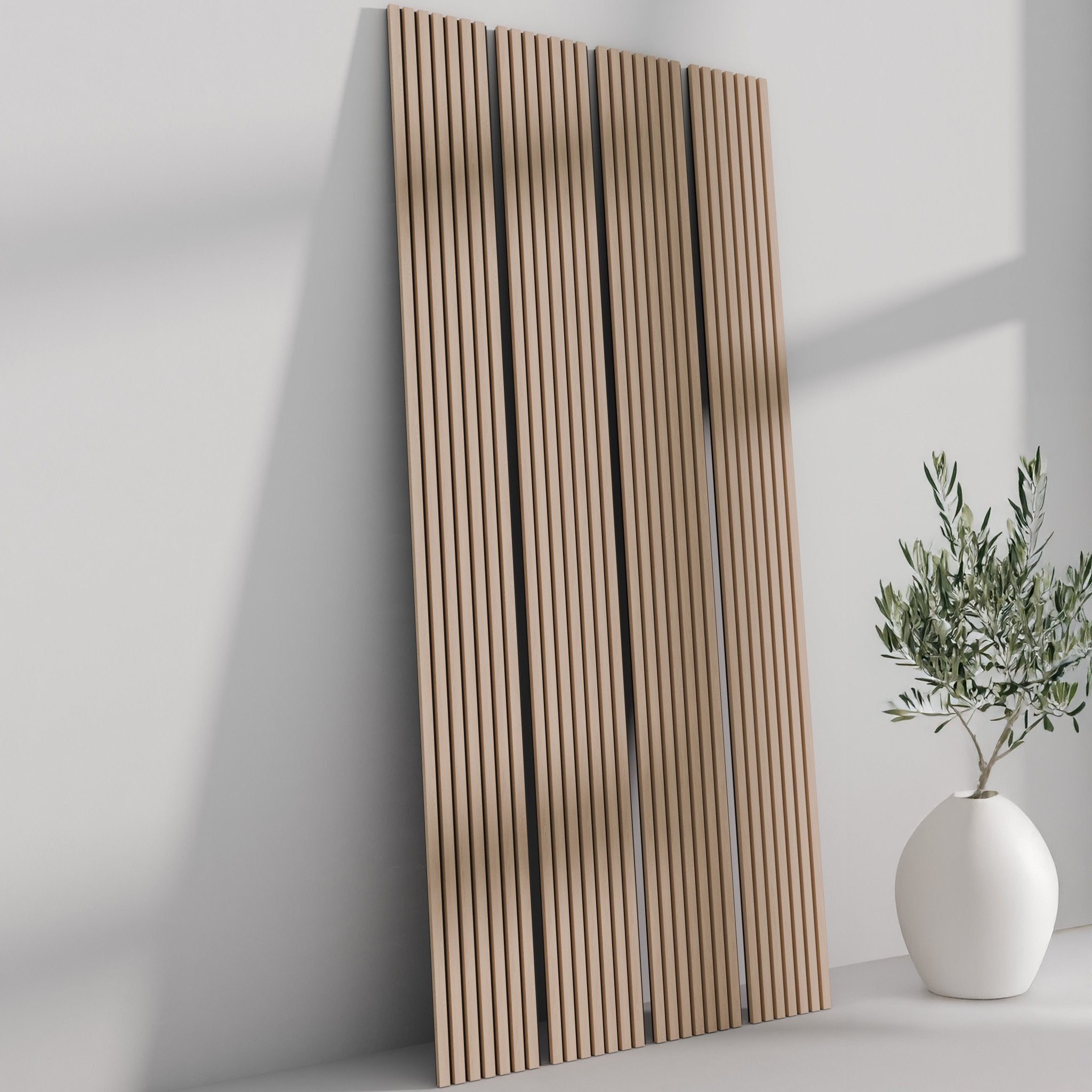 White Oak Acoustic Wood Slat Wall Panels with Black Felt Backing - Slats.co