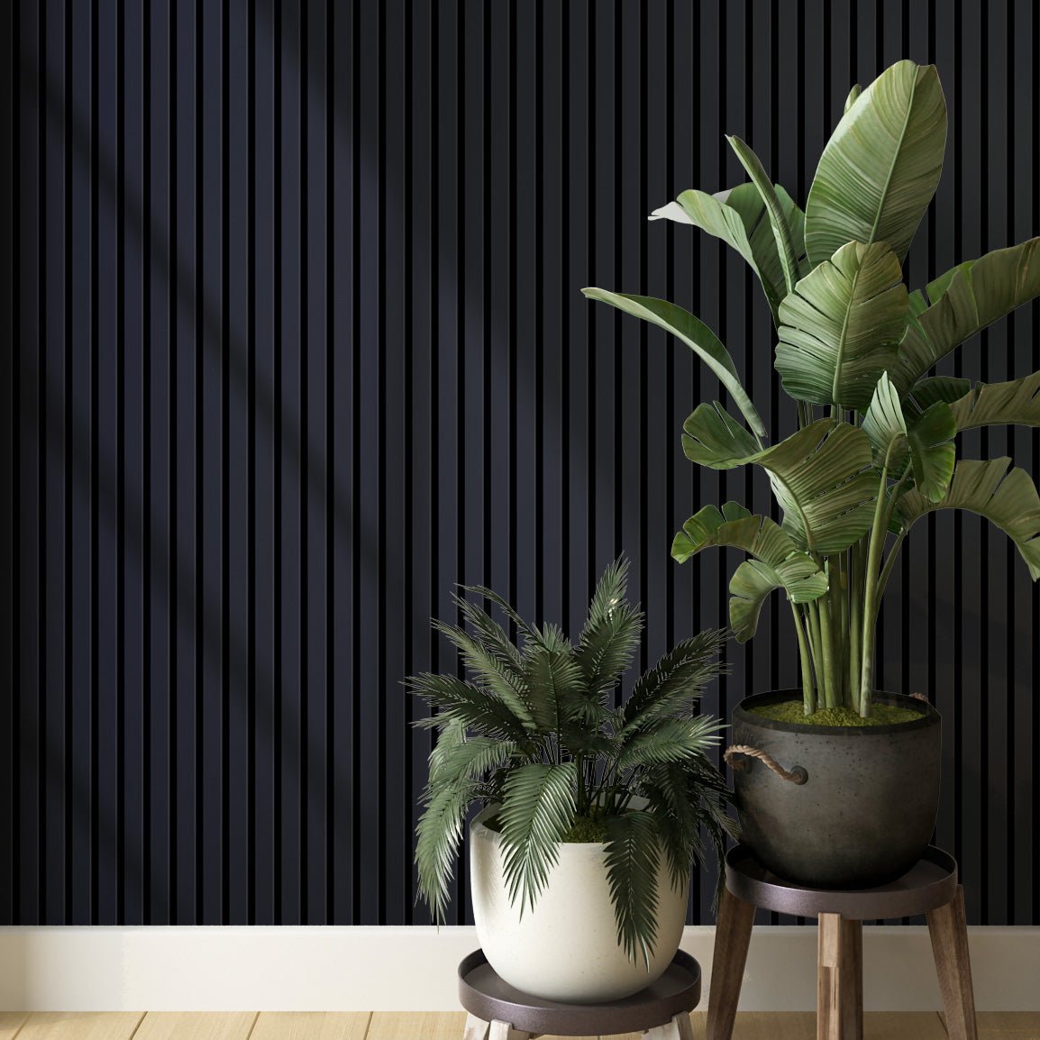 Wall Slat Acoustic Panel in Caviar Matte Black, Black Felt - Slats.co