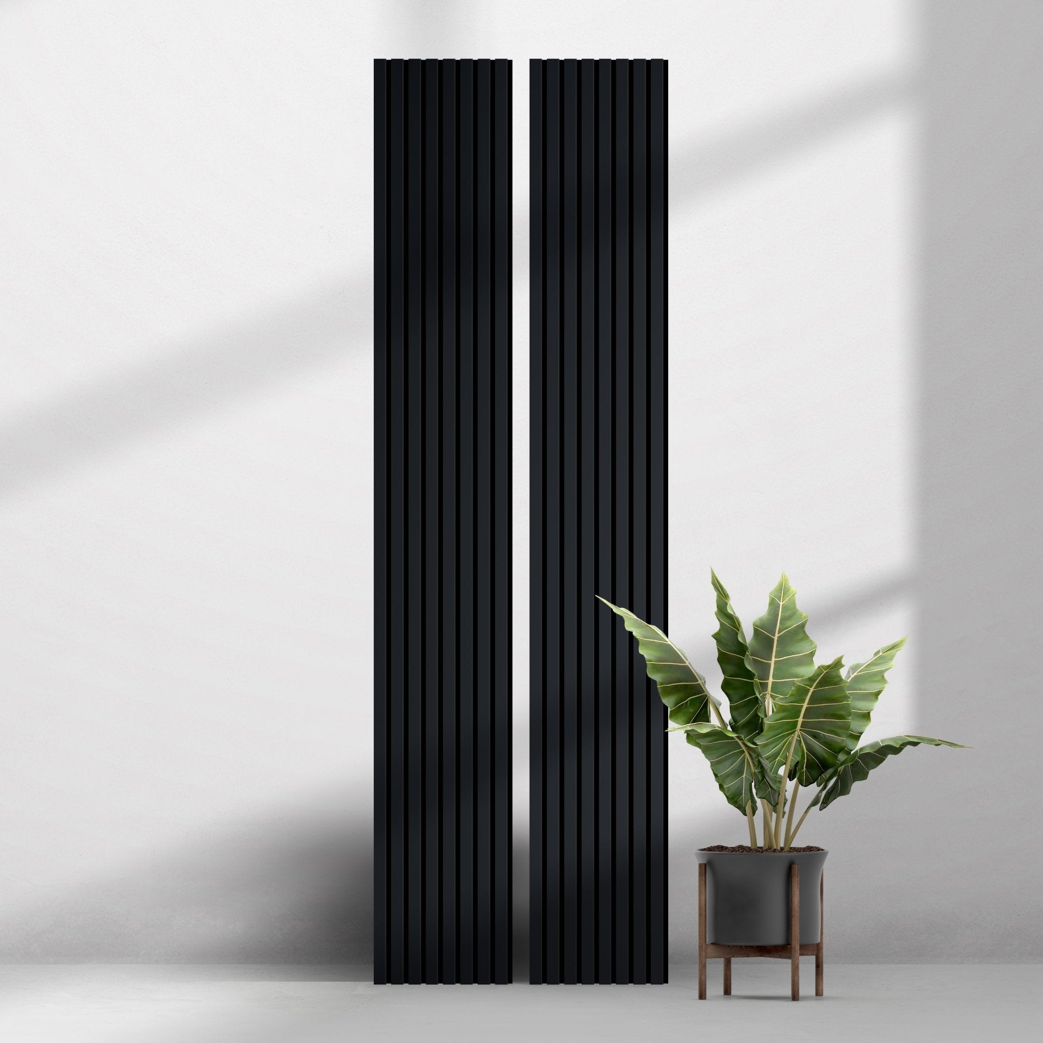 Wall Slat Acoustic Panel in Caviar Matte Black, Black Felt - Slats.co