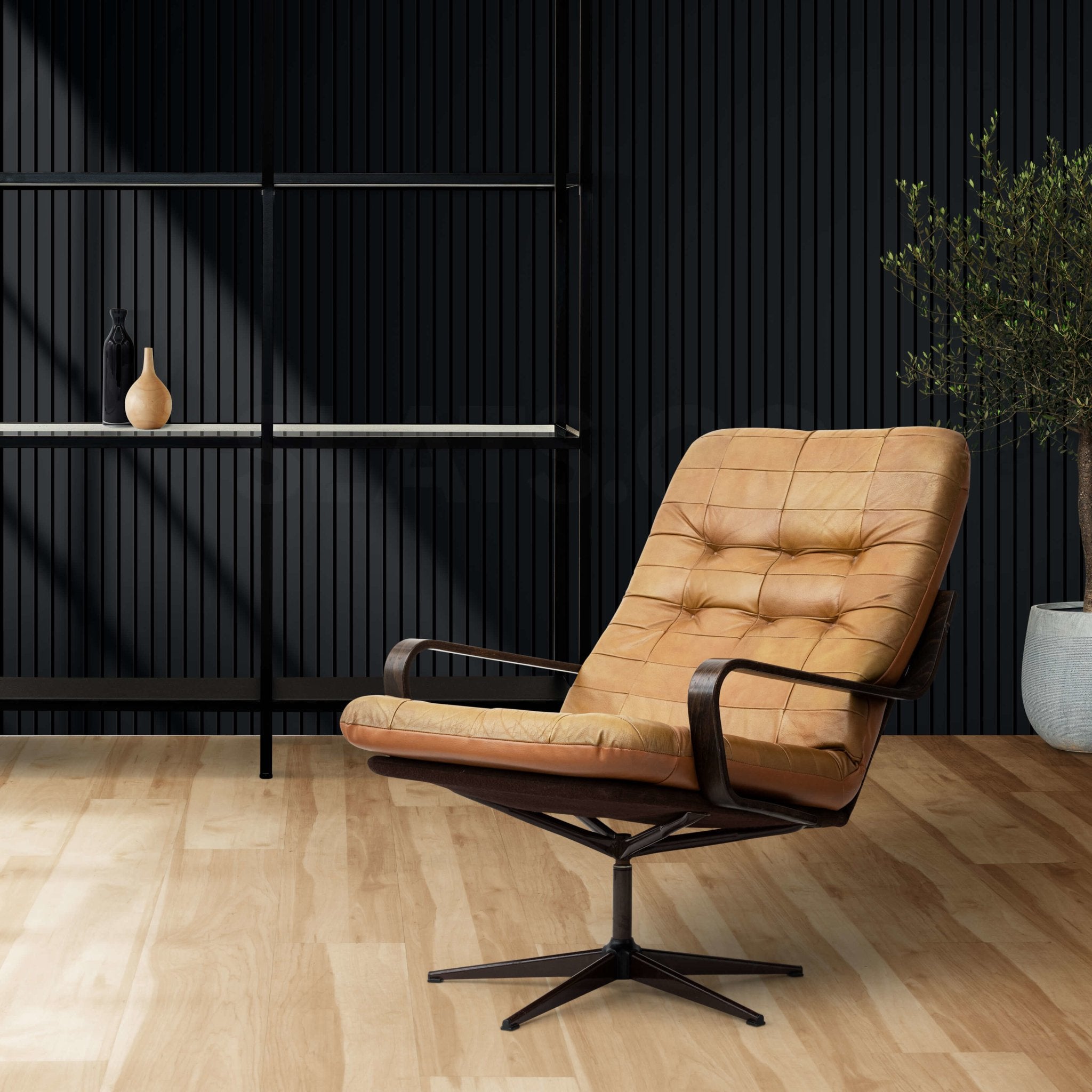 Wall Slat Acoustic Panel in Caviar Matte Black, Black Felt - Slats.co