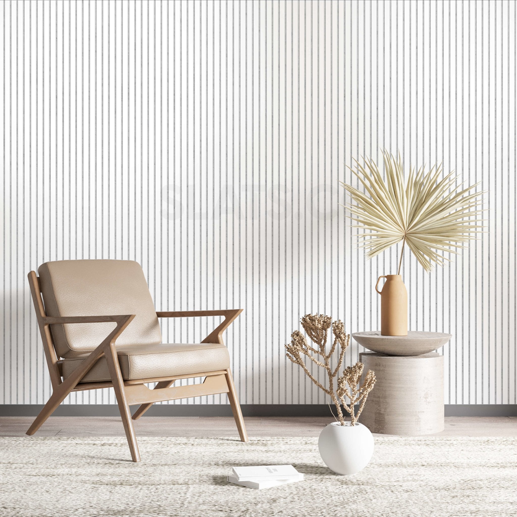 Wall Slat Acoustic Panel in Diamond White, Grey Felt - Slats.co