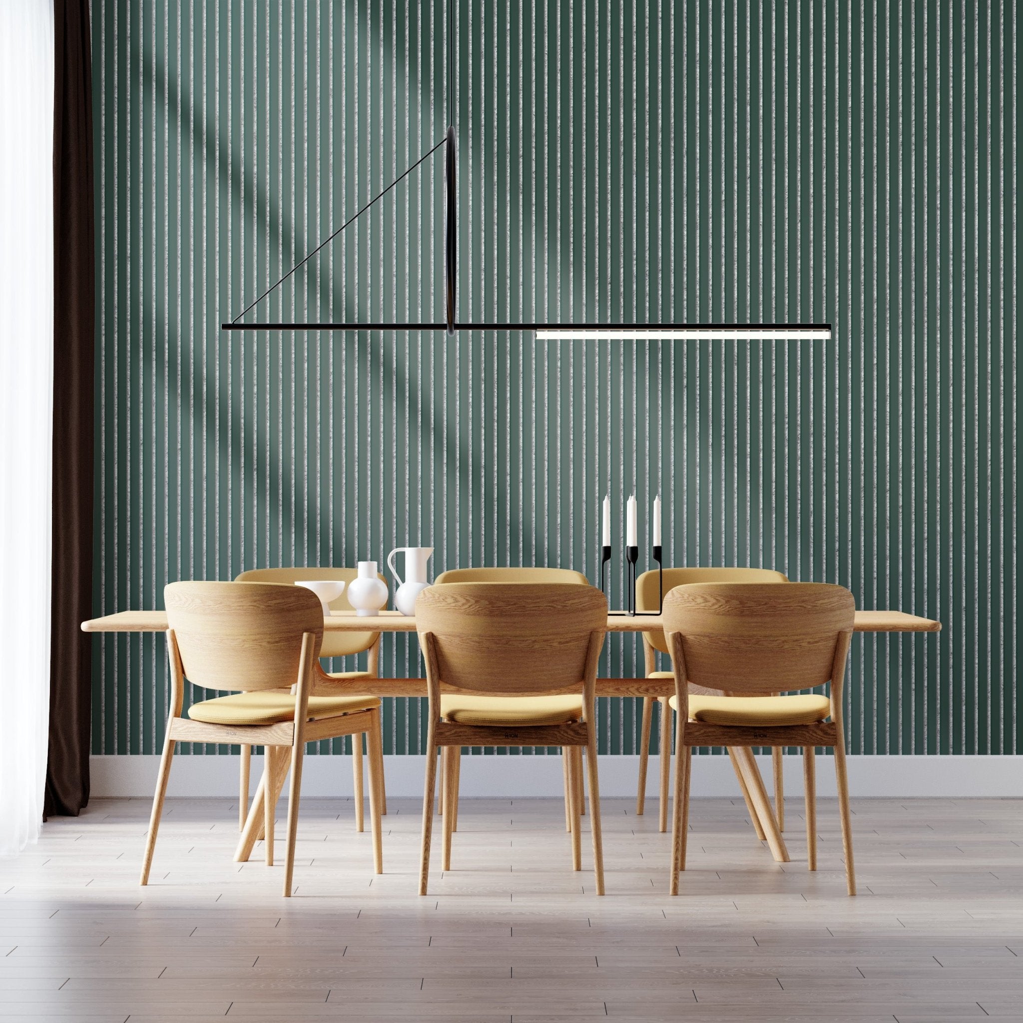 Wall Slat Acoustic Panel in Forest Green, Grey Felt - Slats.co