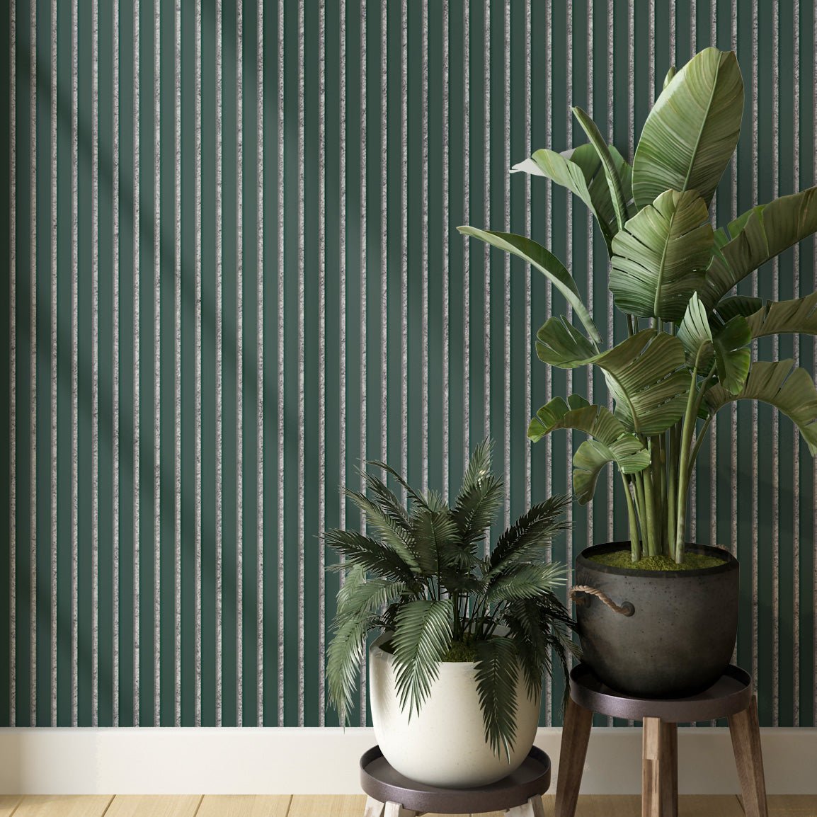 Wall Slat Acoustic Panel in Forest Green, Grey Felt - Slats.co