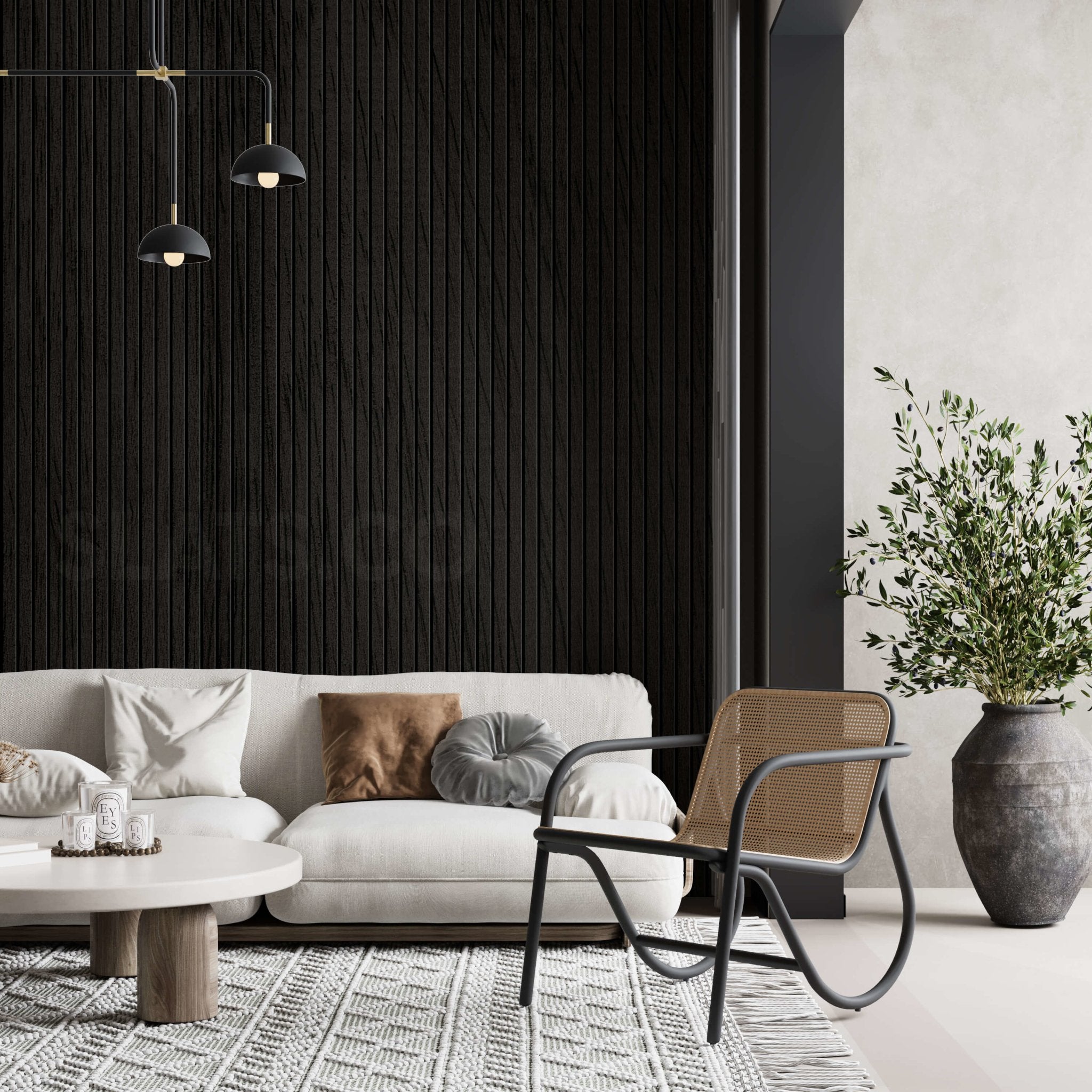 Wood Slat Acoustic Panel in Natural Black Oak, Black Felt - Slats.co