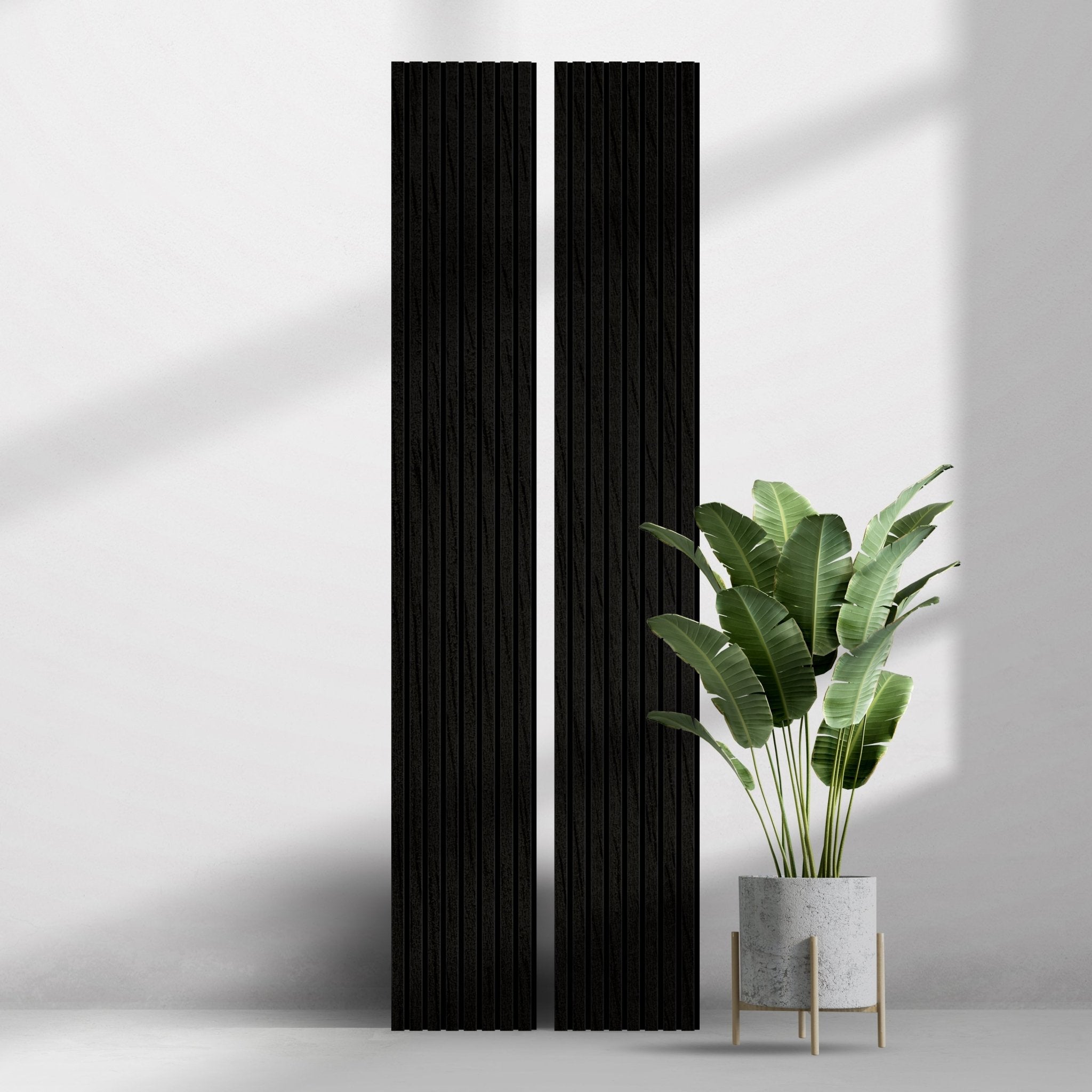 Wood Slat Acoustic Panel in Natural Black Oak, Black Felt - Slats.co