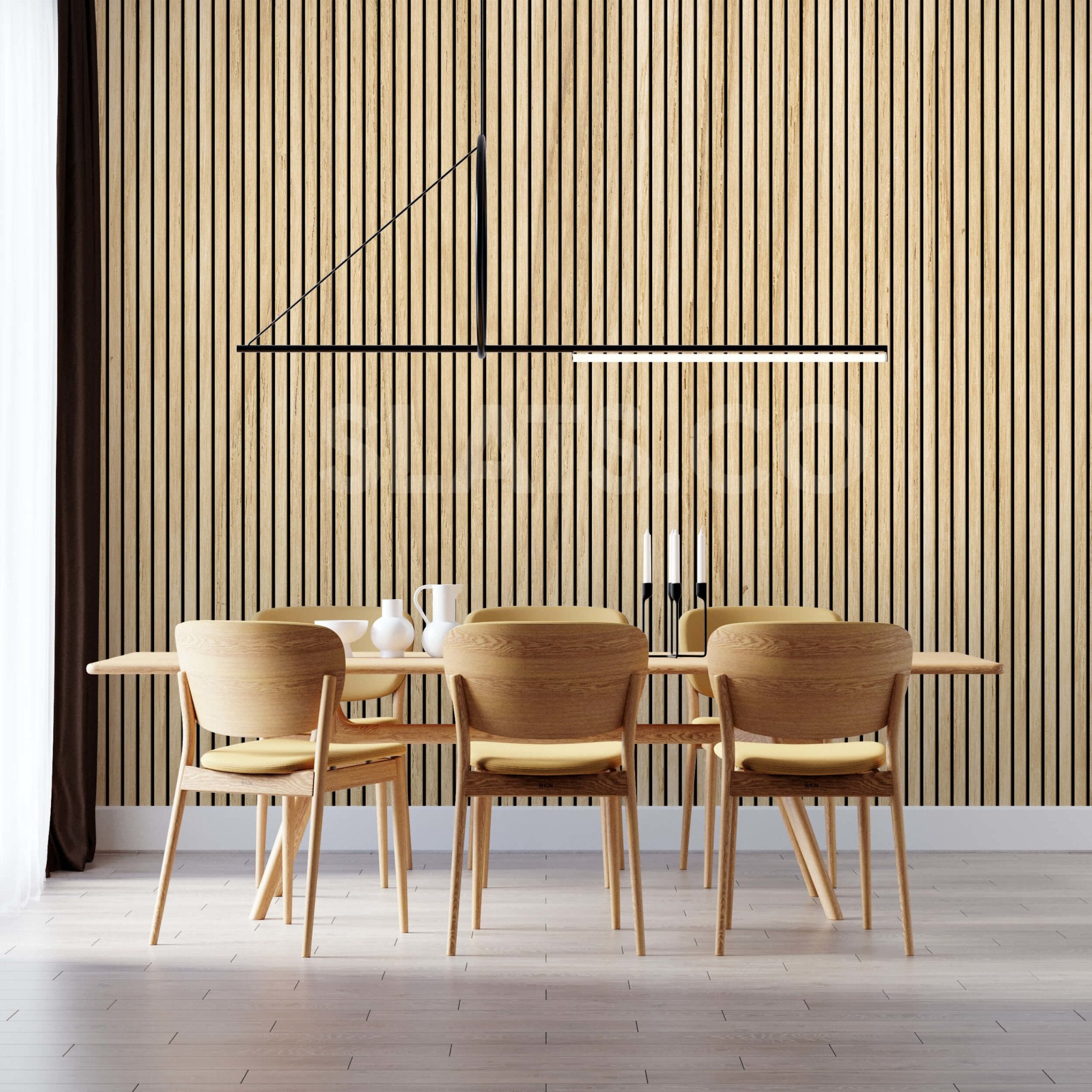 Wood Slat Acoustic Panel in Natural White Oak, Black Felt - Slats.co