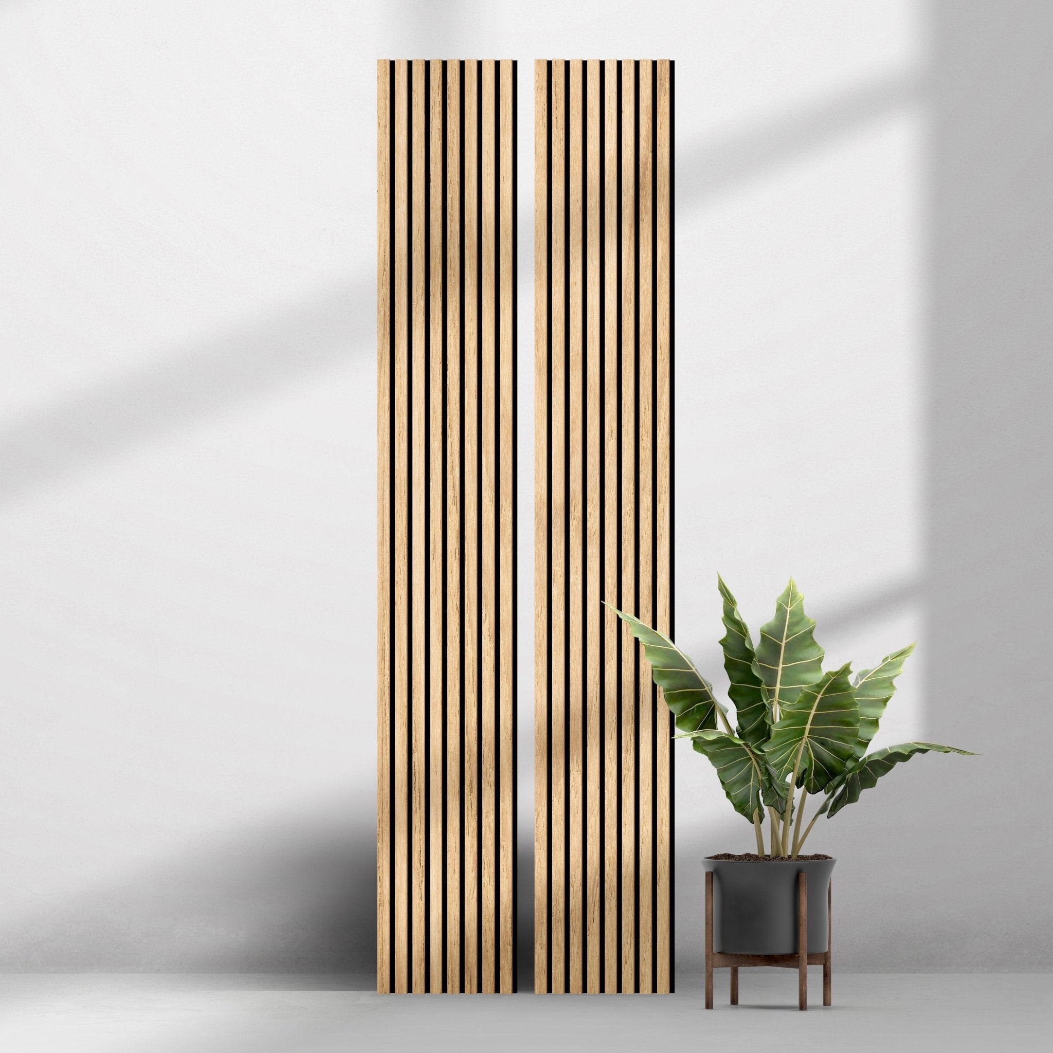 Wood Slat Acoustic Panel in Natural White Oak, Black Felt - Slats.co
