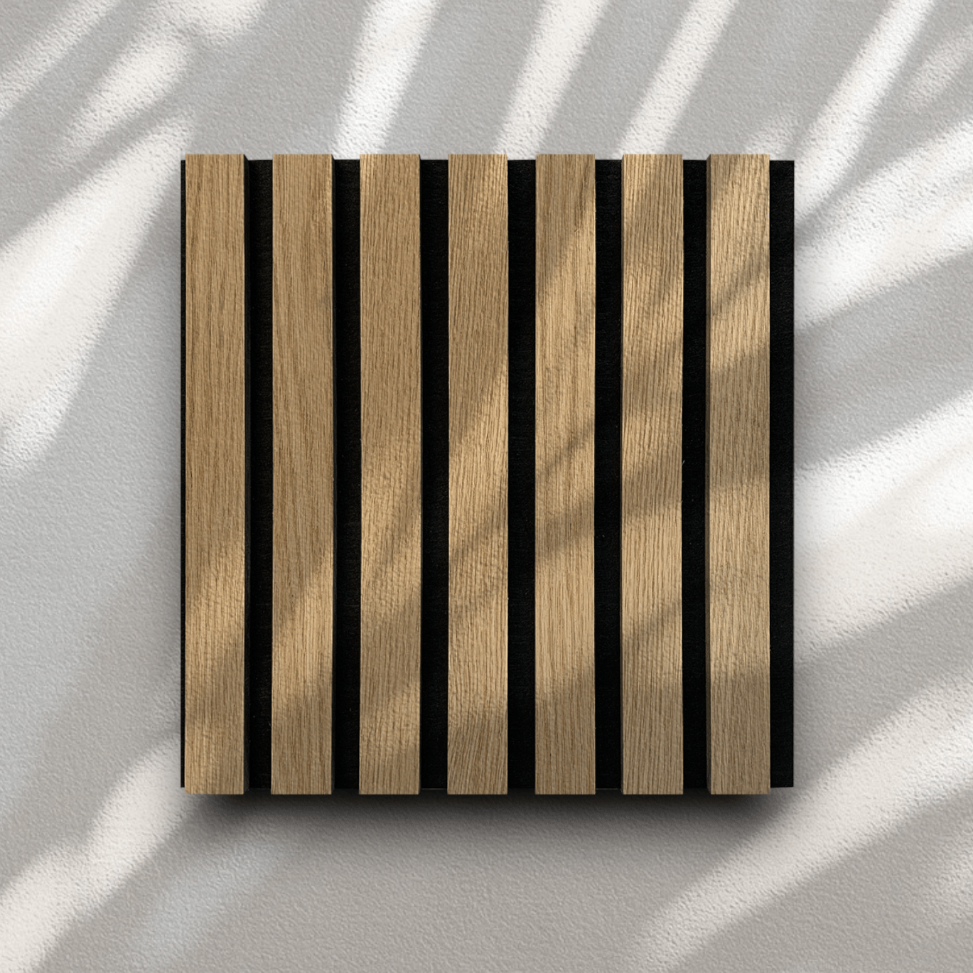 Wood Slat Acoustic Panel Sample in White Oak, Black Felt - Slats.co