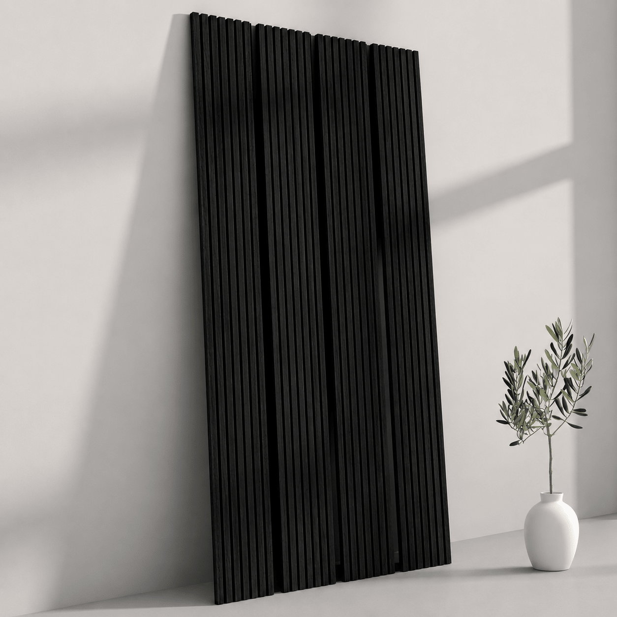 118" Black Oak TrueWood Lite 3-Sided Veneer Acoustic Slat Panel - Slats.co