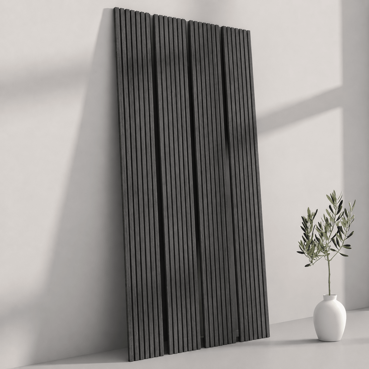 118" Dark Grey Oak TrueWood Lite 3-Sided Veneer Acoustic Slat Panel - Slats.co