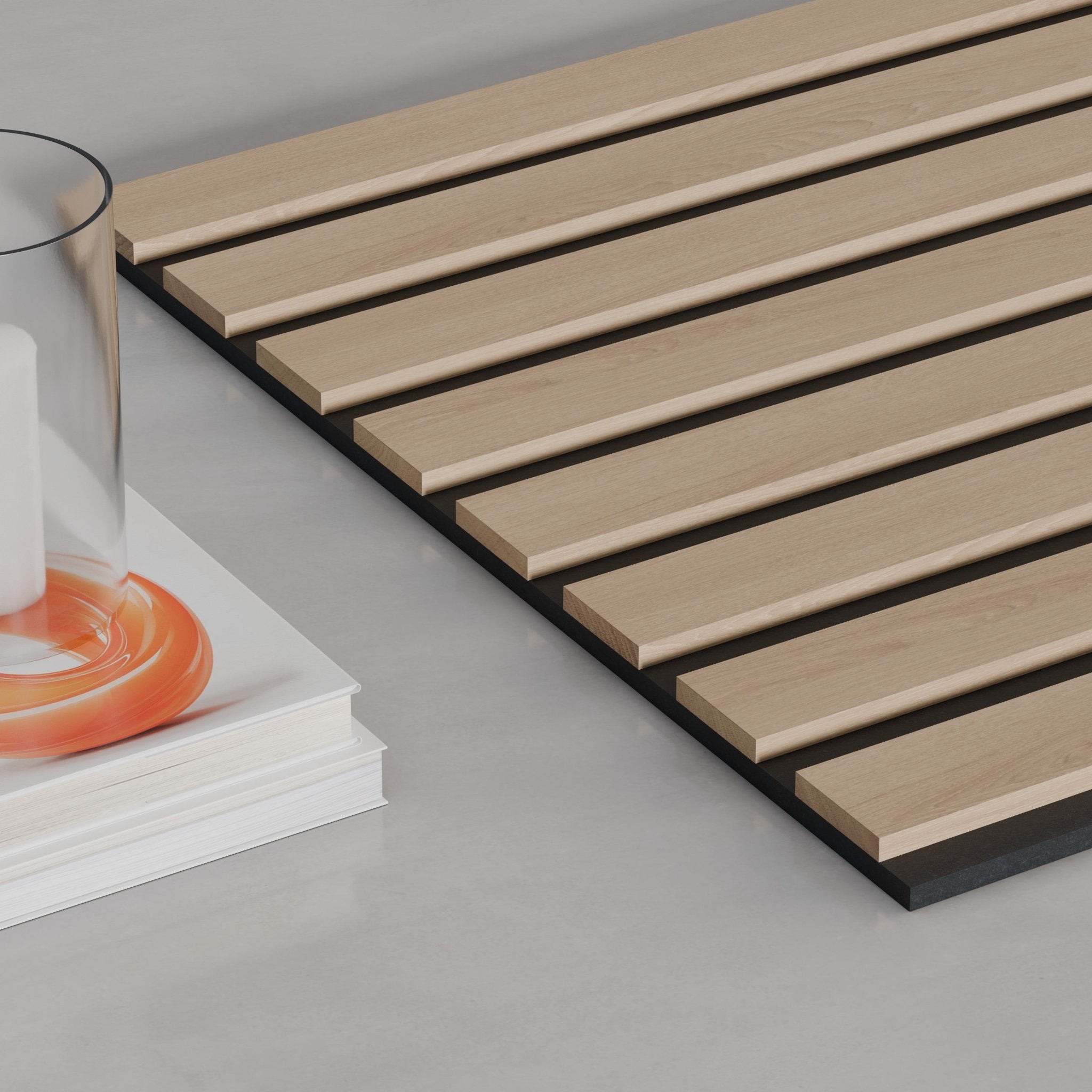 118" Natural Oak TrueWood Lite 3 - Sided Veneer Acoustic Slat Panel - Slats.co