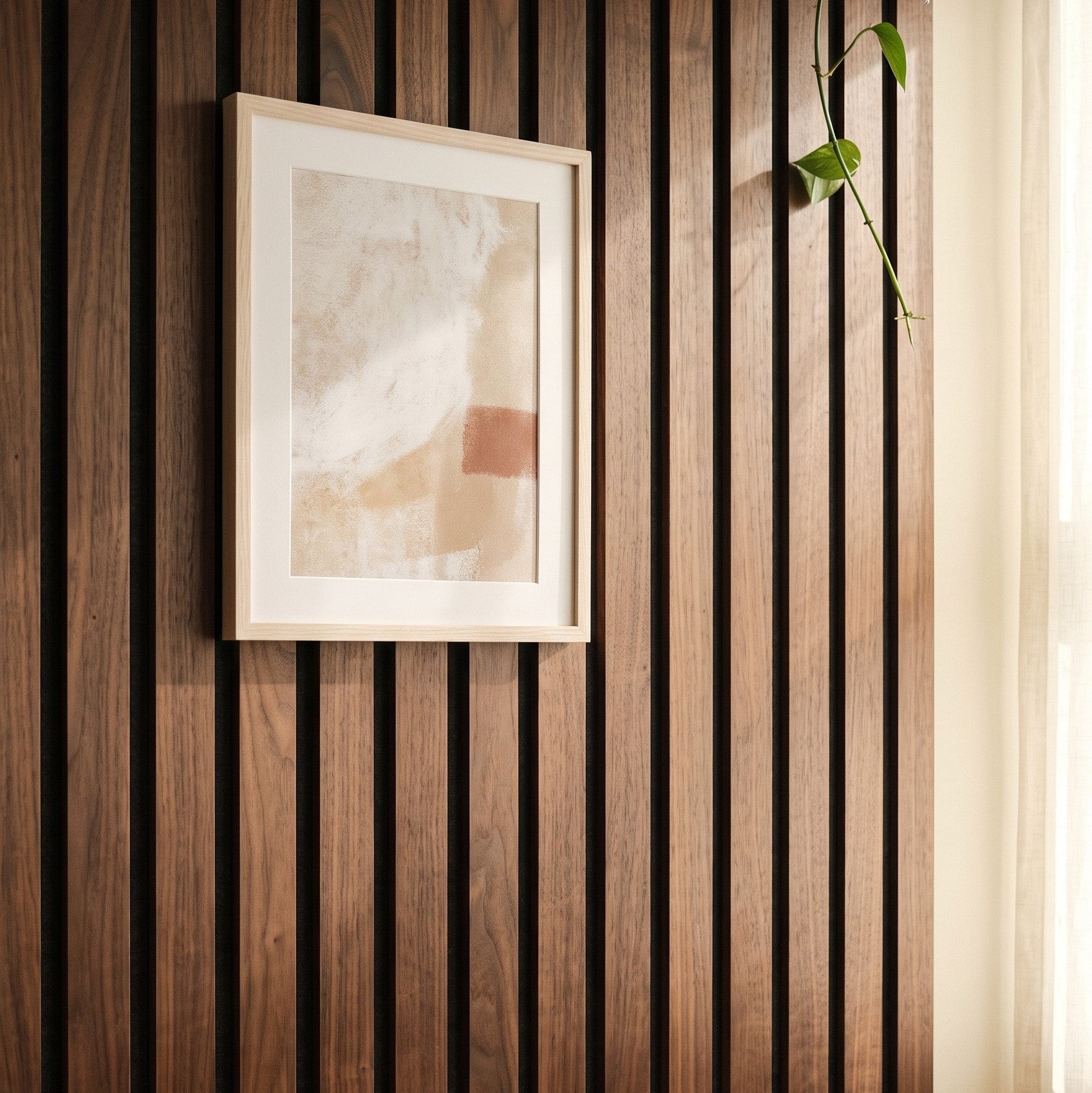 141.6" Solid American Walnut Slat Acoustic Panels, Black Felt - Slats.co