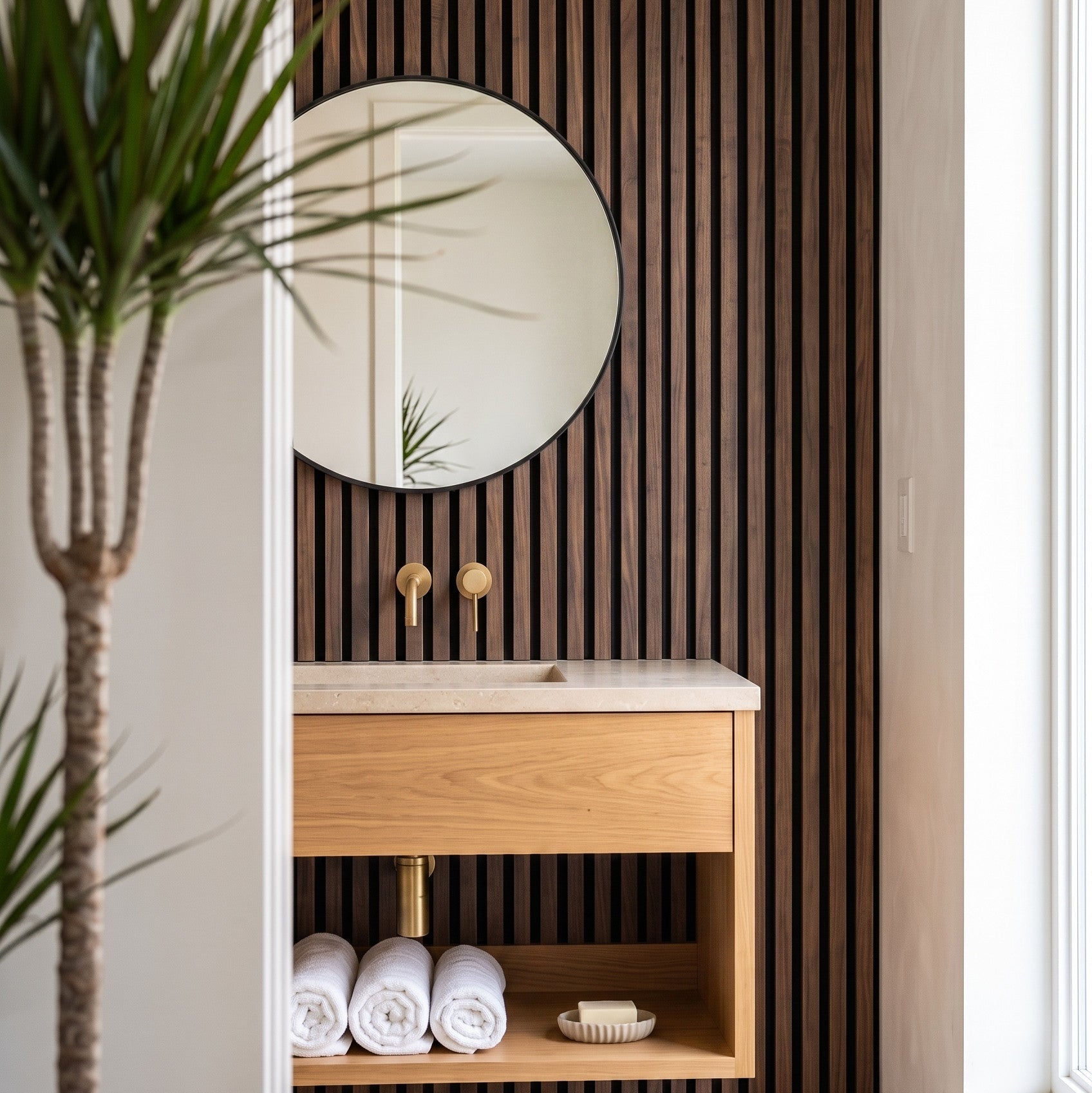 141.6" Solid American Walnut Slat Acoustic Panels, Black Felt - Slats.co