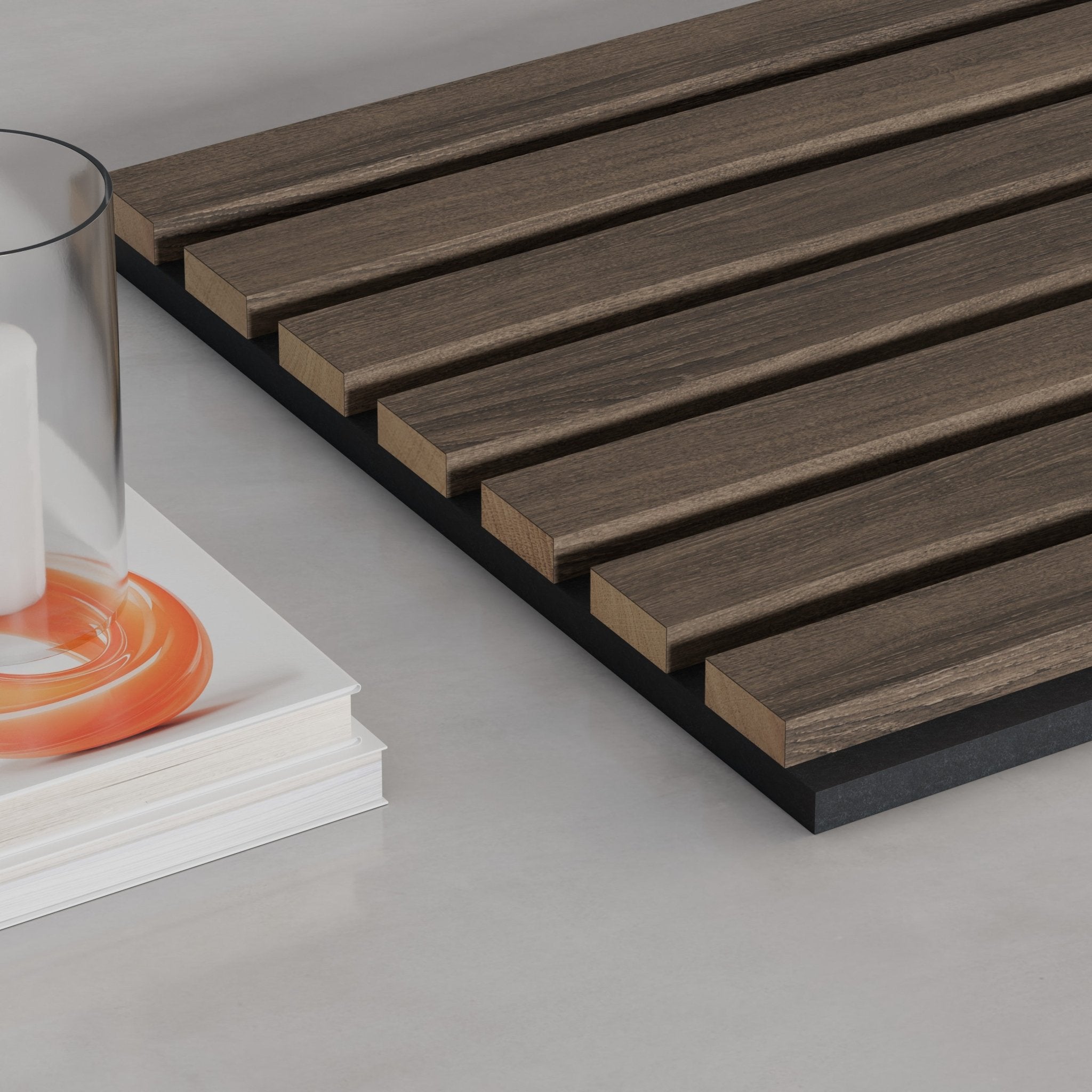 Dark Smoke Oak TrueWood 3 - Sided Veneer Acoustic Slat Panel - Slats.co