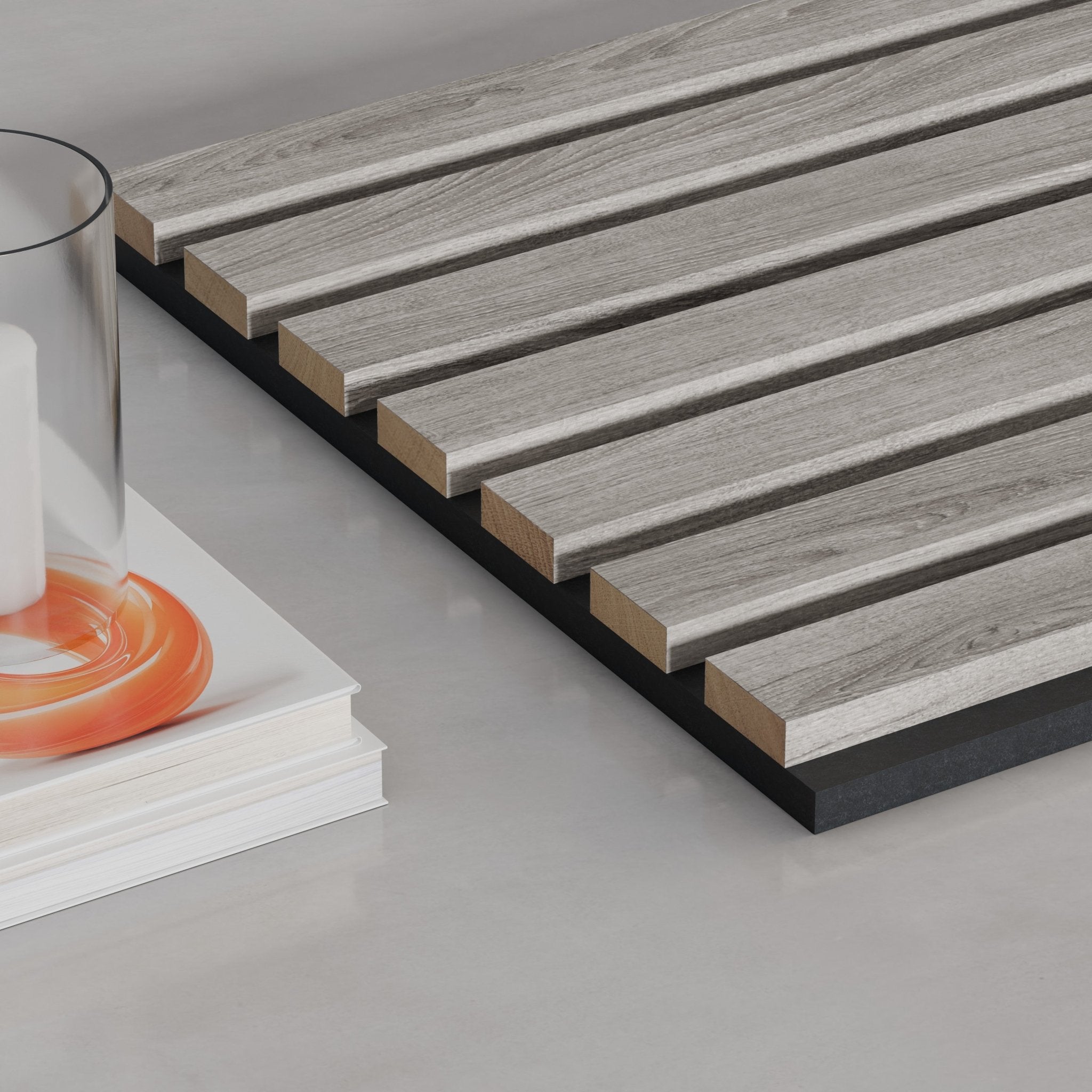 Grey Oak TrueWood 3 - Sided Veneer Acoustic Slat Panel - Slats.co
