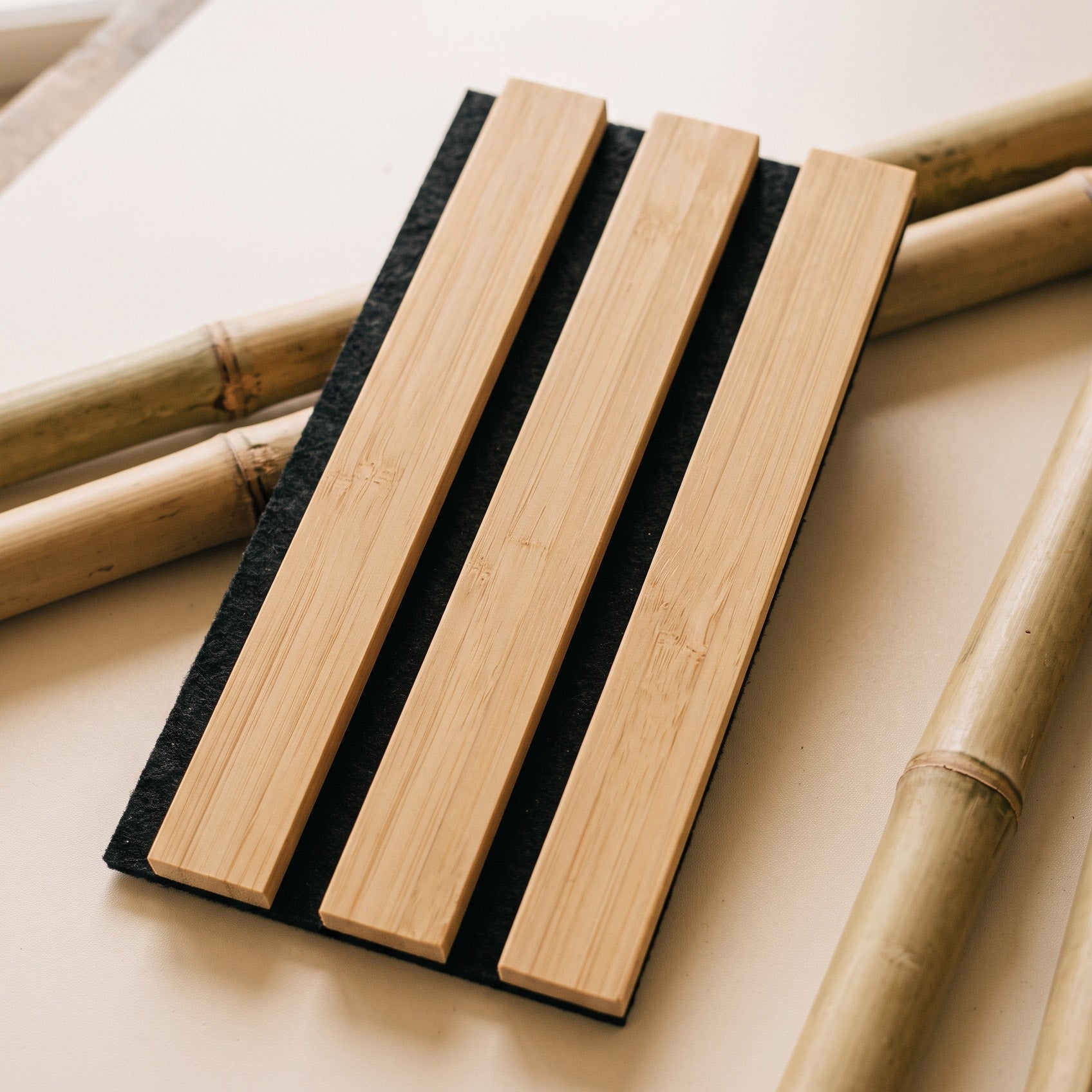 Solid Bamboo Slat Panel Sample – Natural
