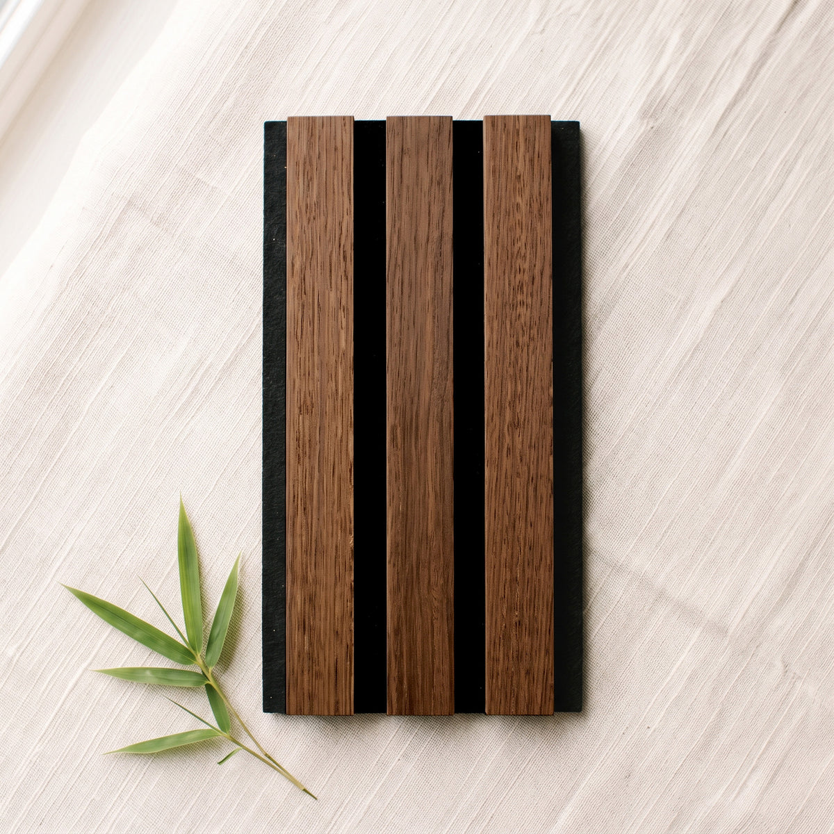 TrueWood Lite Acoustic Slat Panel Sample – Dark Smoke Oak, Black Felt