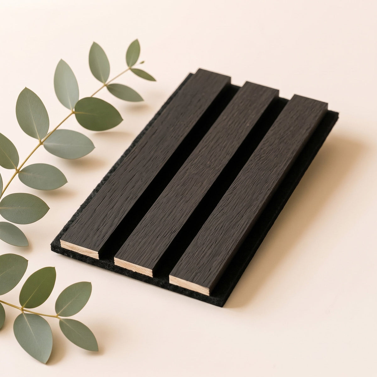 TrueWood Lite Acoustic Slat Panel Sample – Black Oak, Black Felt - Slats.co