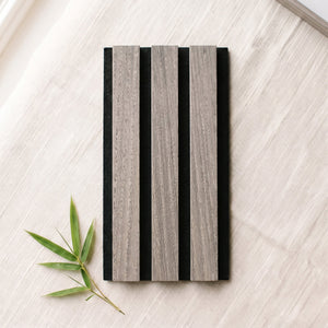 TrueWood Lite Acoustic Slat Panel Sample – Grey Oak, Black Felt