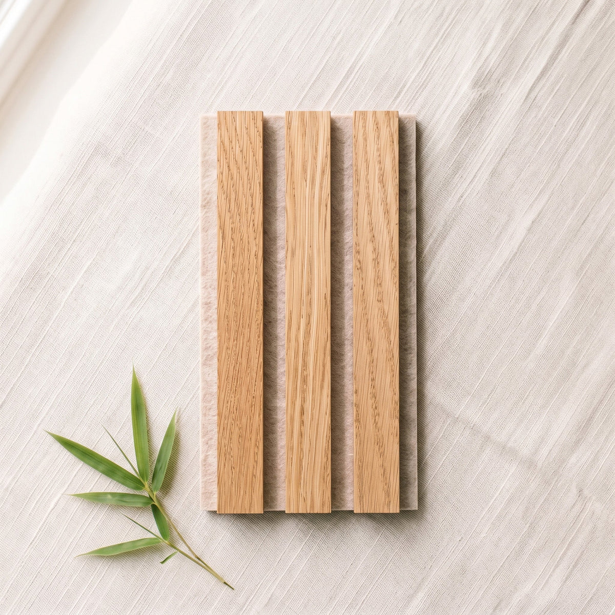 TrueWood Lite Acoustic Slat Panel Sample – Natural Oak, Beige Felt - Slats.co