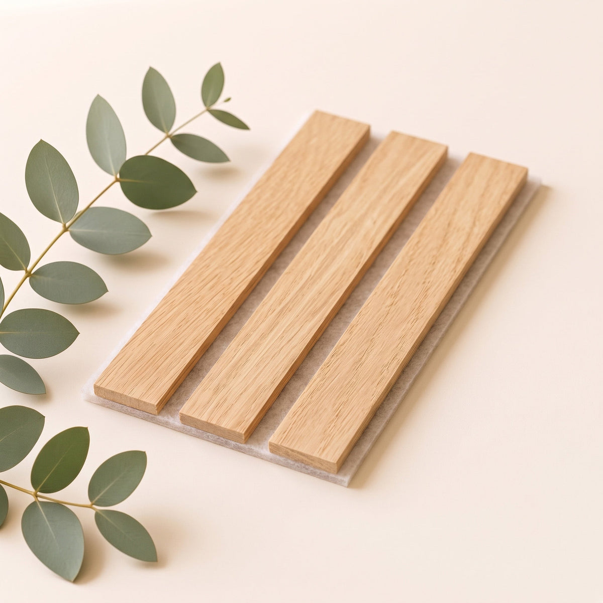 TrueWood Lite Acoustic Slat Panel Sample – Natural Oak, Beige Felt - Slats.co