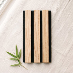TrueWood Lite Acoustic Slat Panel Sample – Natural Oak, Black Felt