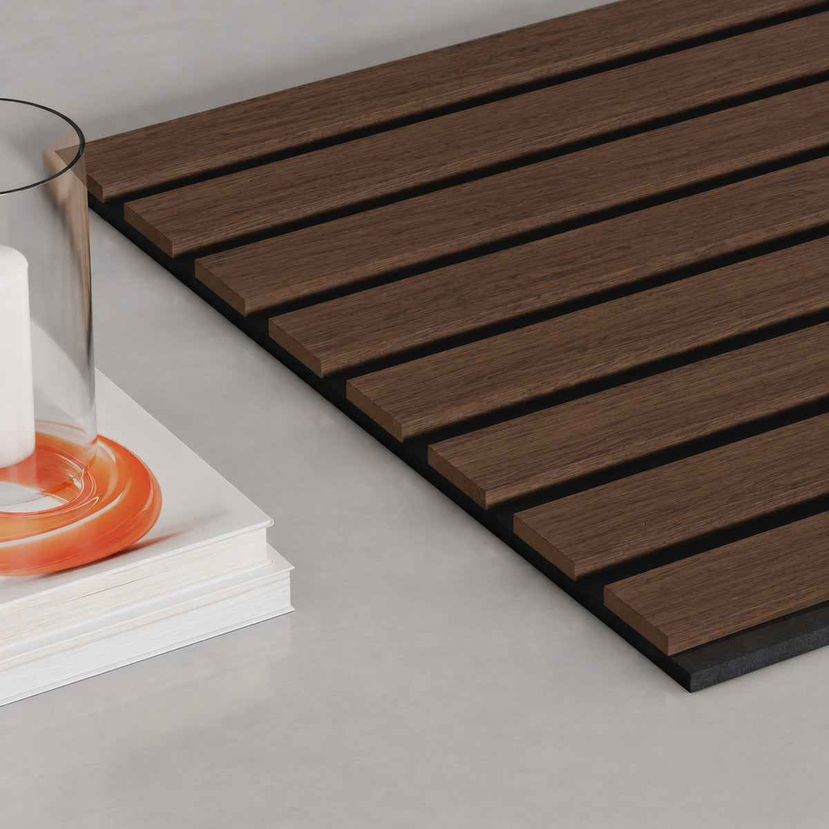 Dark Smoke Oak TrueWood Lite 3-Sided Veneer Acoustic Slat Panel